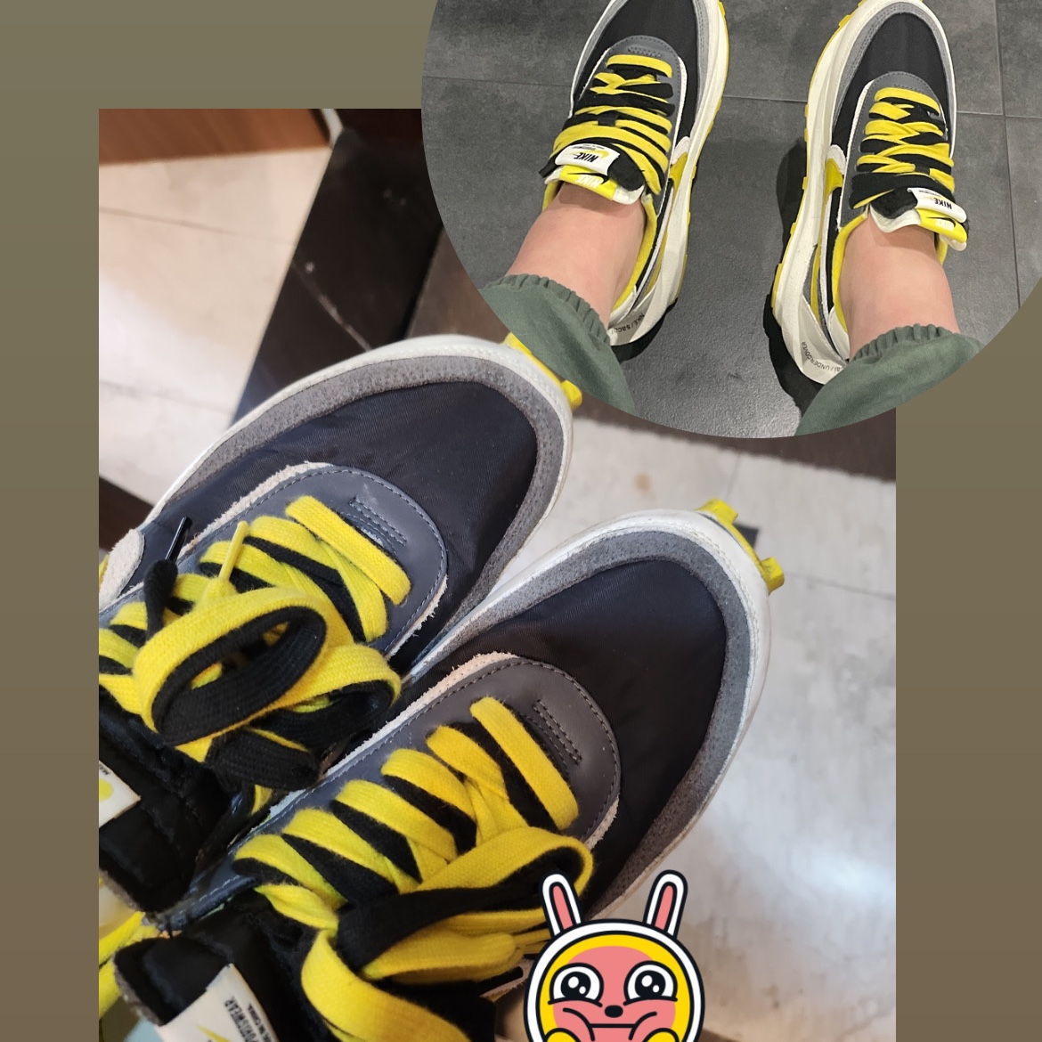 Nike x Sacai x Undercover LDWaffle Black Bright Citron 착용 스타일