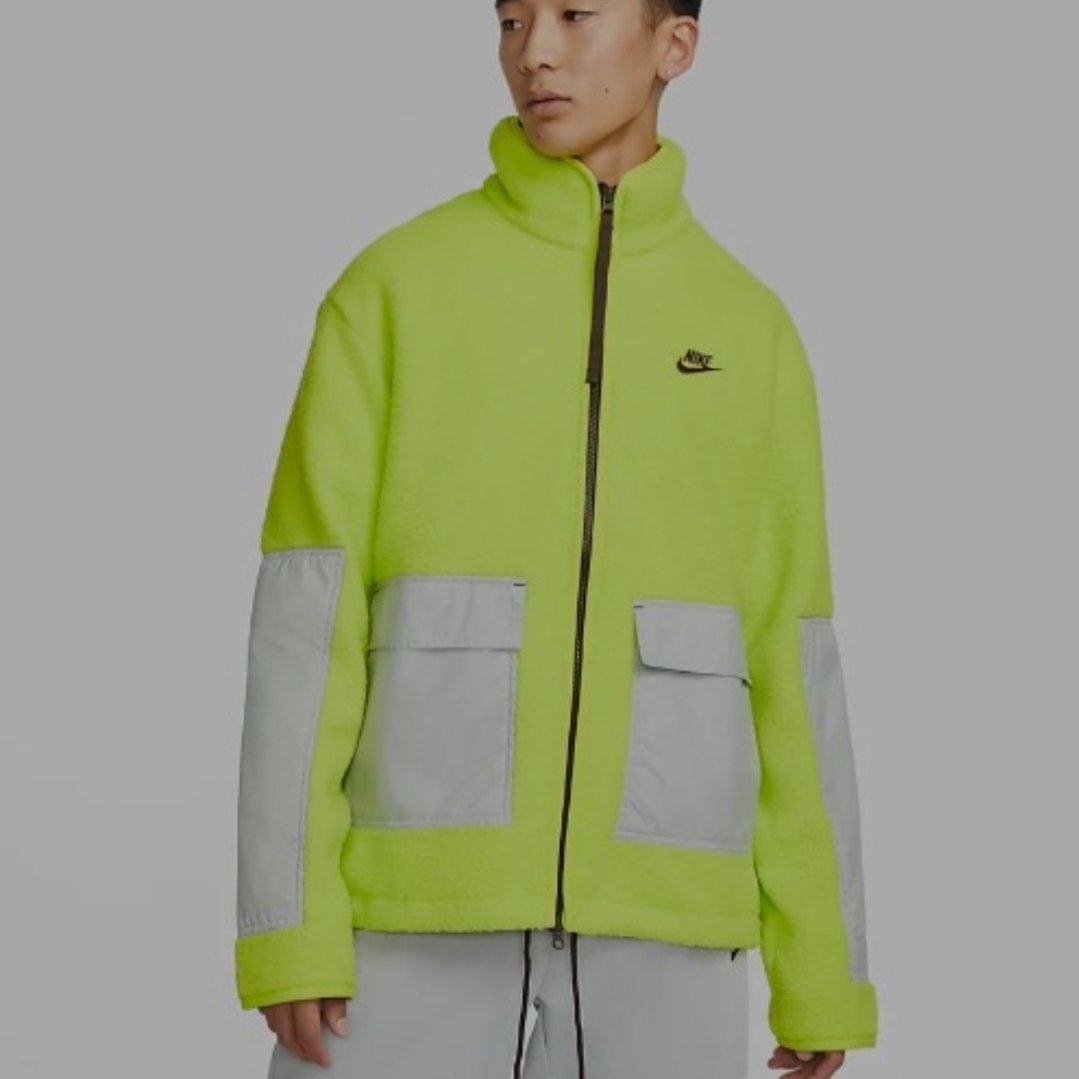 Nike NSW Sport Essential+ Sherpa Fleece Jacket Poison Green - Asia 착용 스타일 - 1