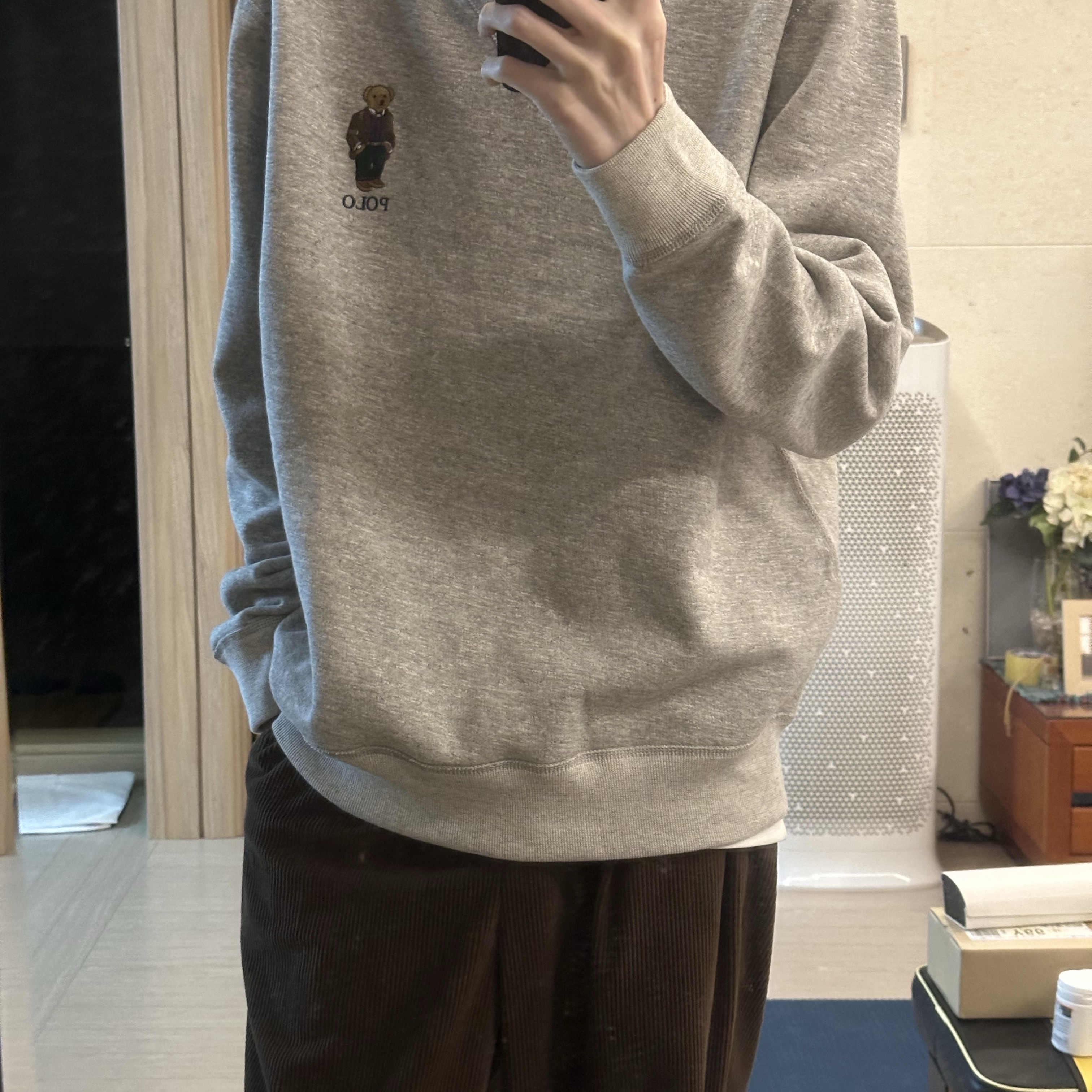 Polo Ralph Lauren Polo Bear Long Sleeve Sweatshirt Vintage Fleece Heather 착용 스타일 - 2