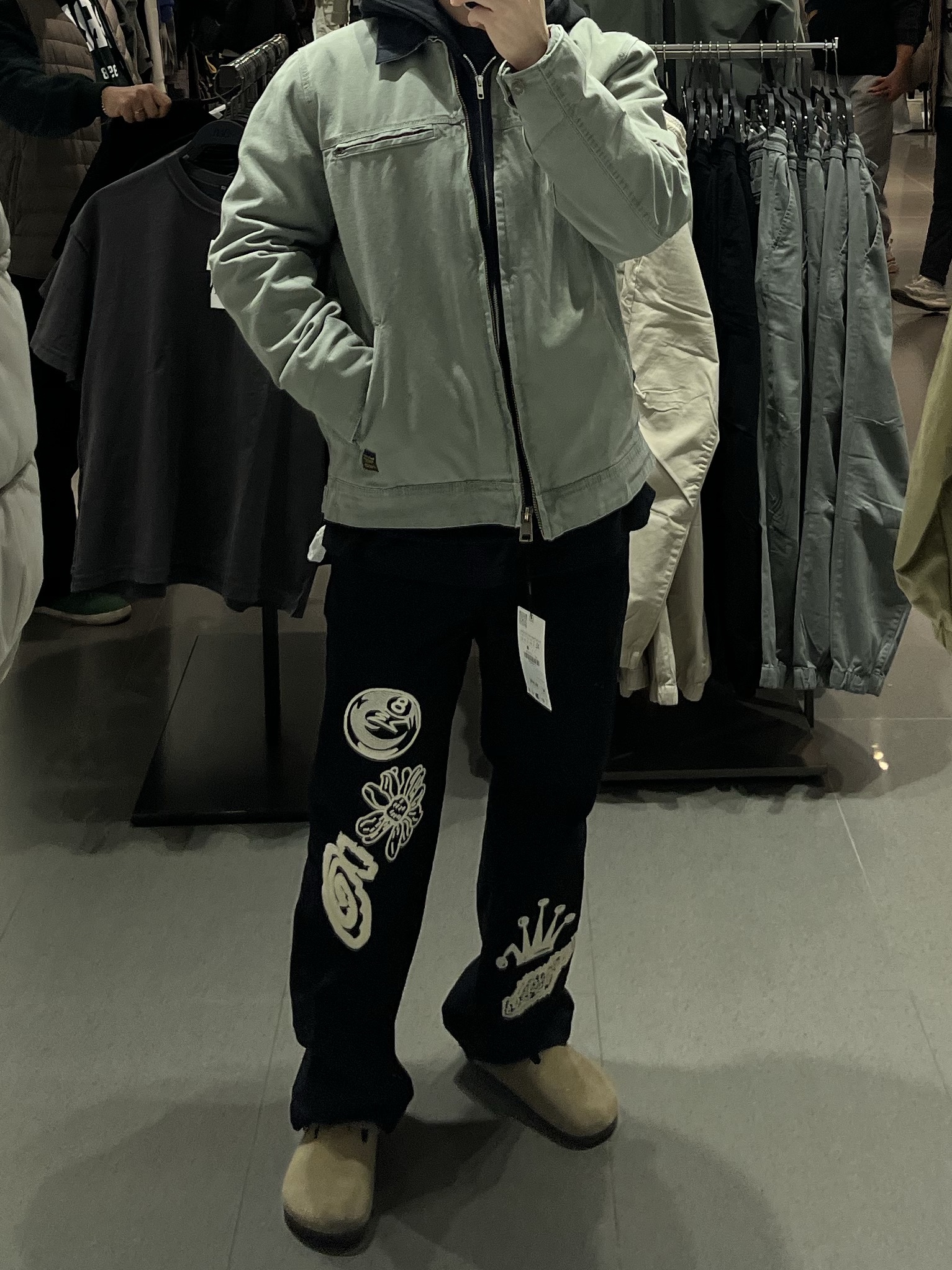 Stussy Noma Icon Beach Pants Washed Black, Birkenstock Boston Soft Footbed Taupe - Regular 착용 스타일