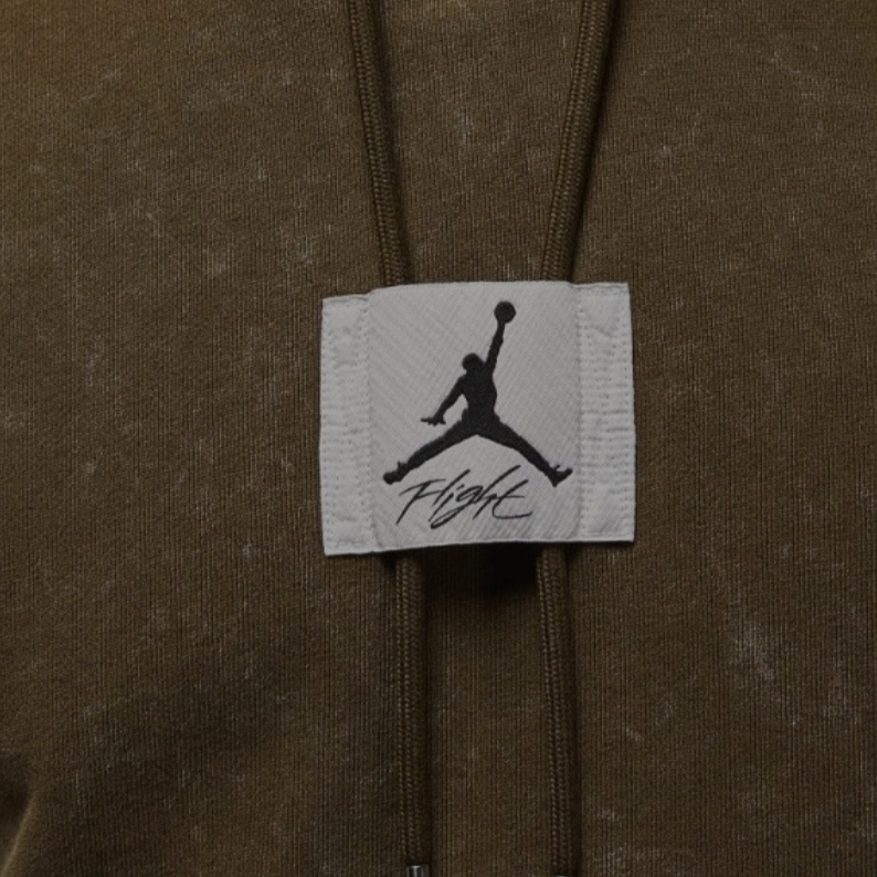 Jordan Essential Washed Fleece Hoodie Light Olive - Asia 착용 스타일 - 3
