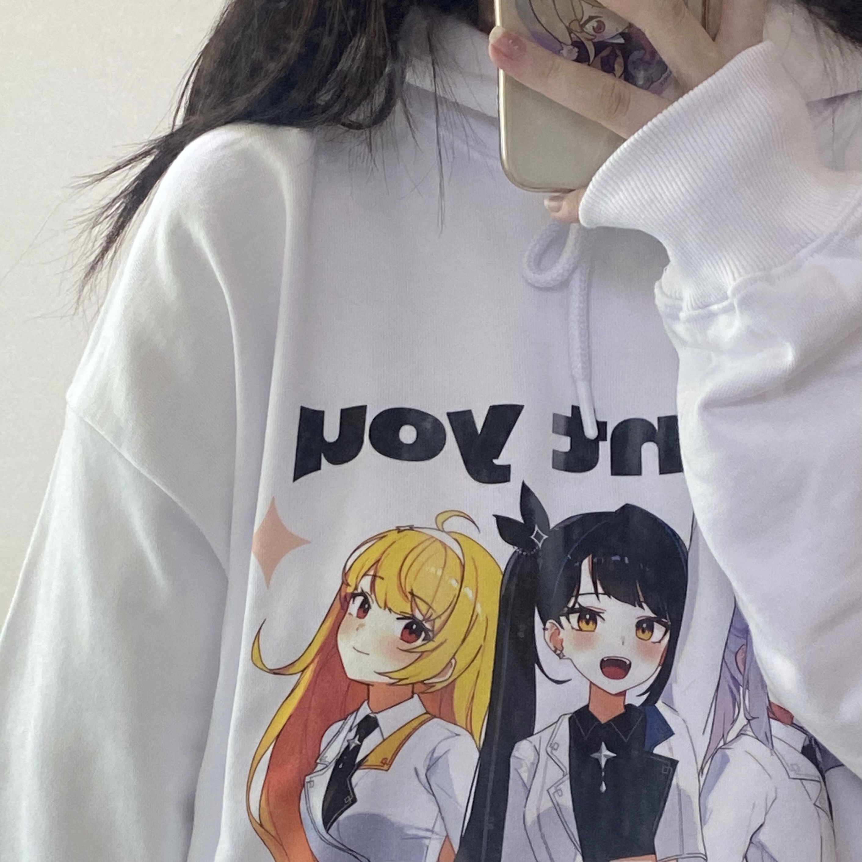 Woowakgood Isegye Idol Hoodie White 착용 스타일 - 1