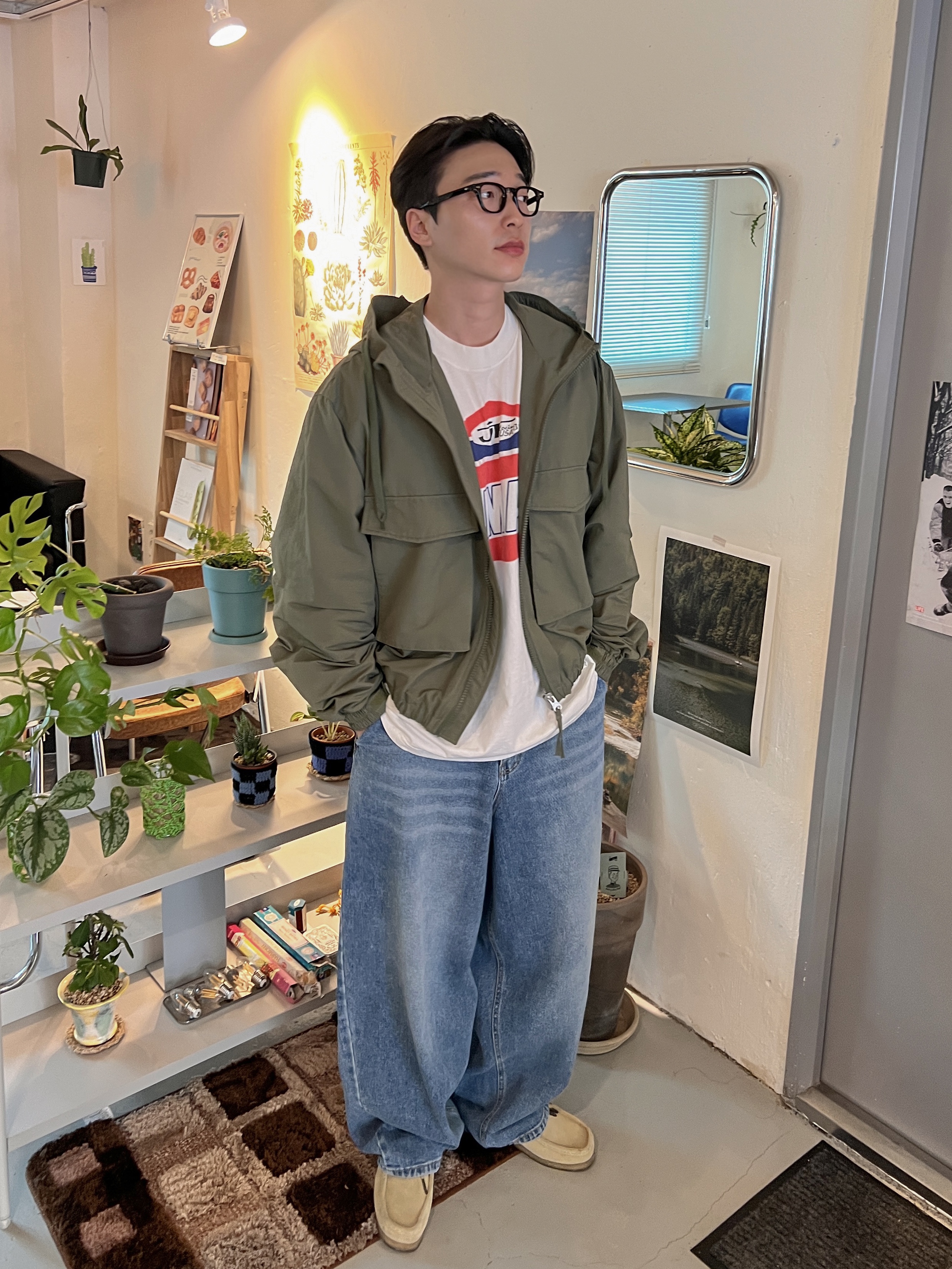 Clarks Wallabee Maple Suede 착용 스타일 - 1