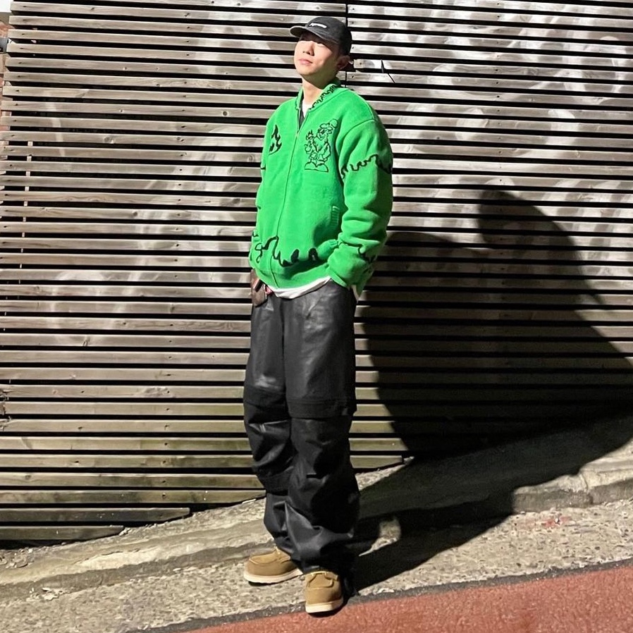 Farfromwhat Far Layered Work Pants Coated Black, Supreme Denim Camp Cap Black - 24SS 착용 스타일 - 1
