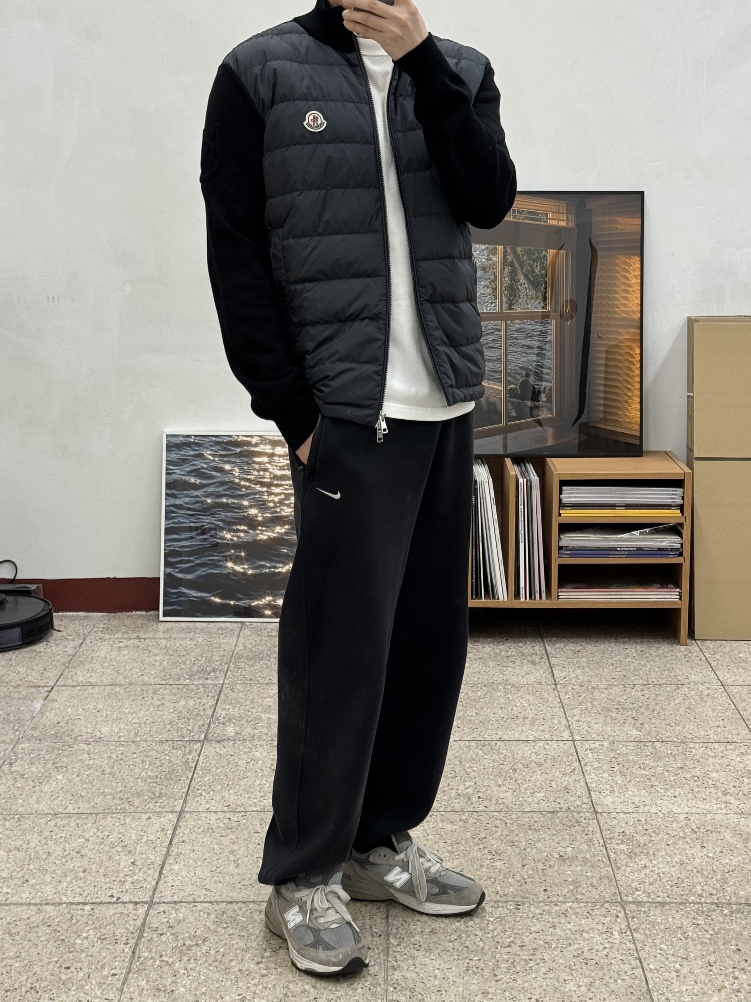 Moncler Padded Cotton Zip-Up Cardigan Black - 24SS 착용 스타일