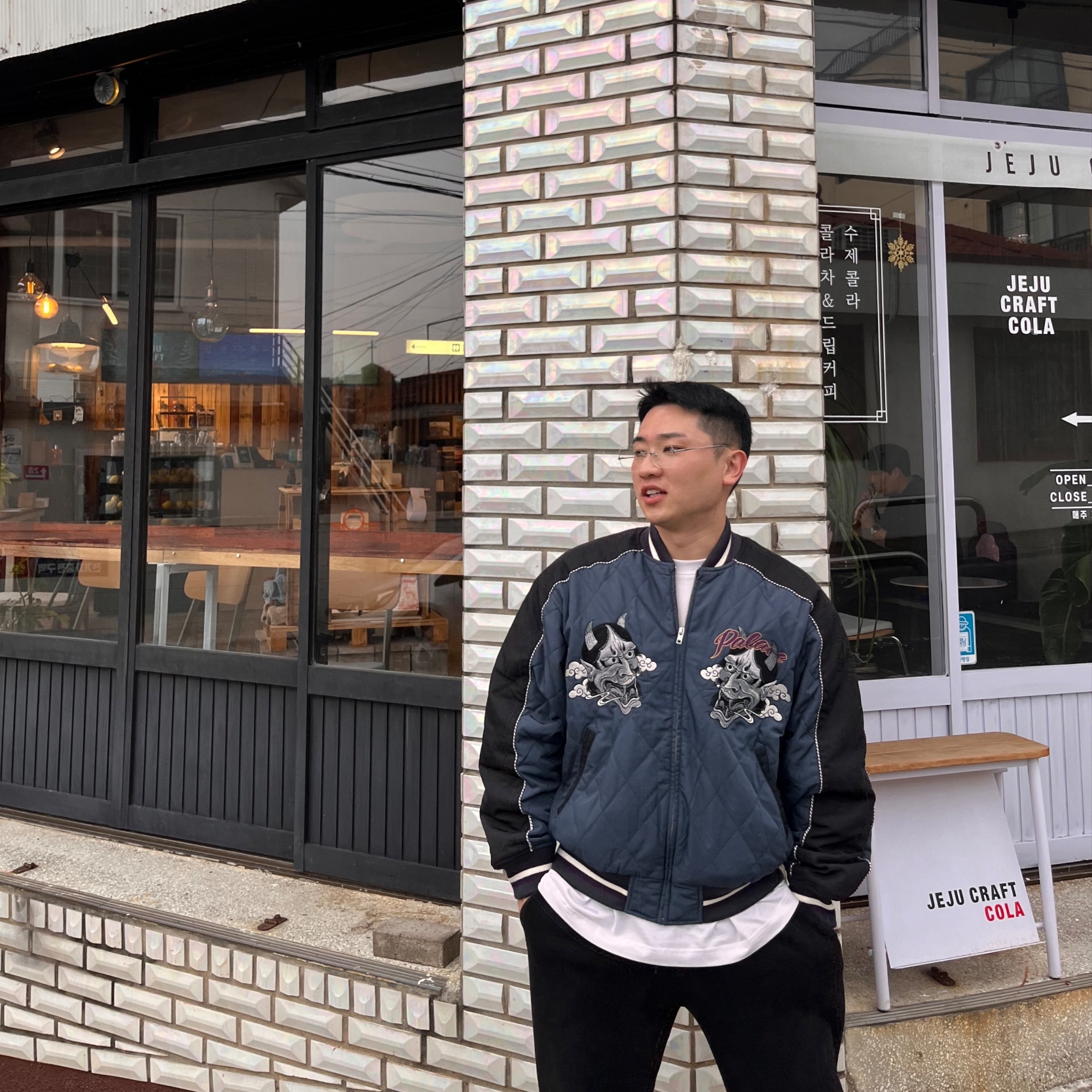 Palace Festival Bomber Jacket Black - 23FW 착용 스타일