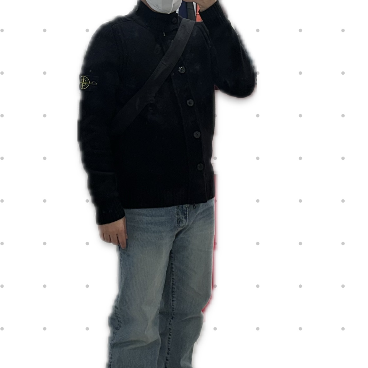 Stone Island 547A3 Lambswool Knit Cardigan Black - 22FW 착용 스타일