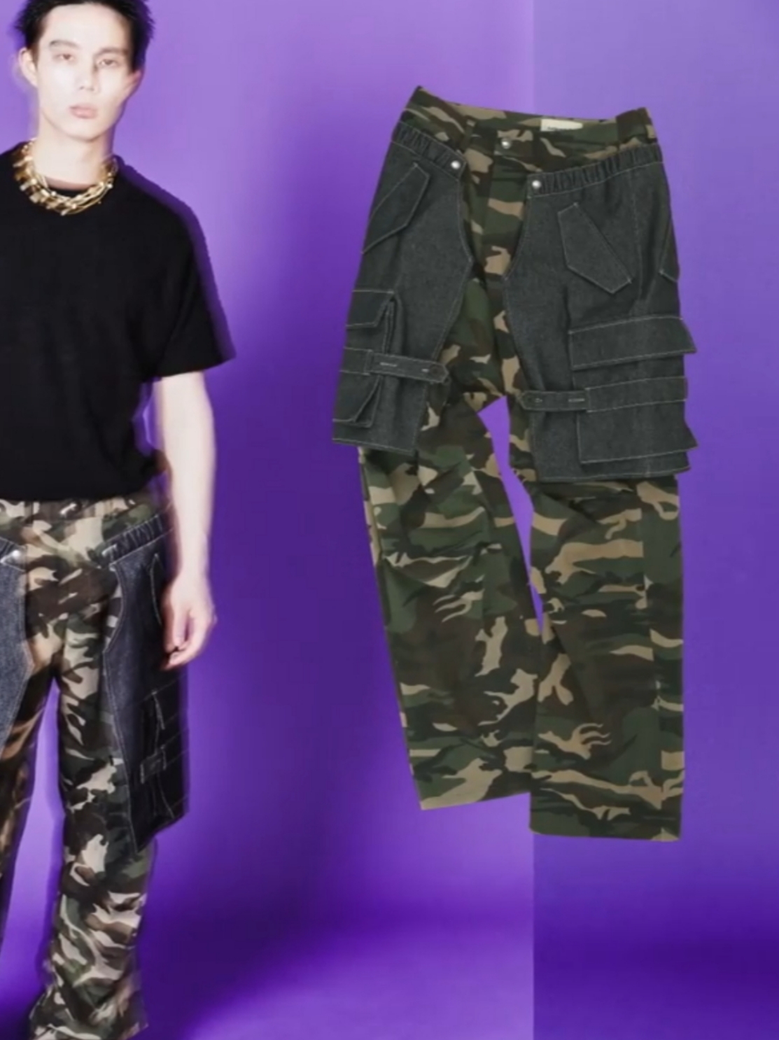 (W) Nike Air Force 1 '07 Phantom Light Iron Ore, [KREAM 단독] ADSB Andersson Bell Raptor Layered Cargo Pants Indigo Green 착용 스타일 - 4