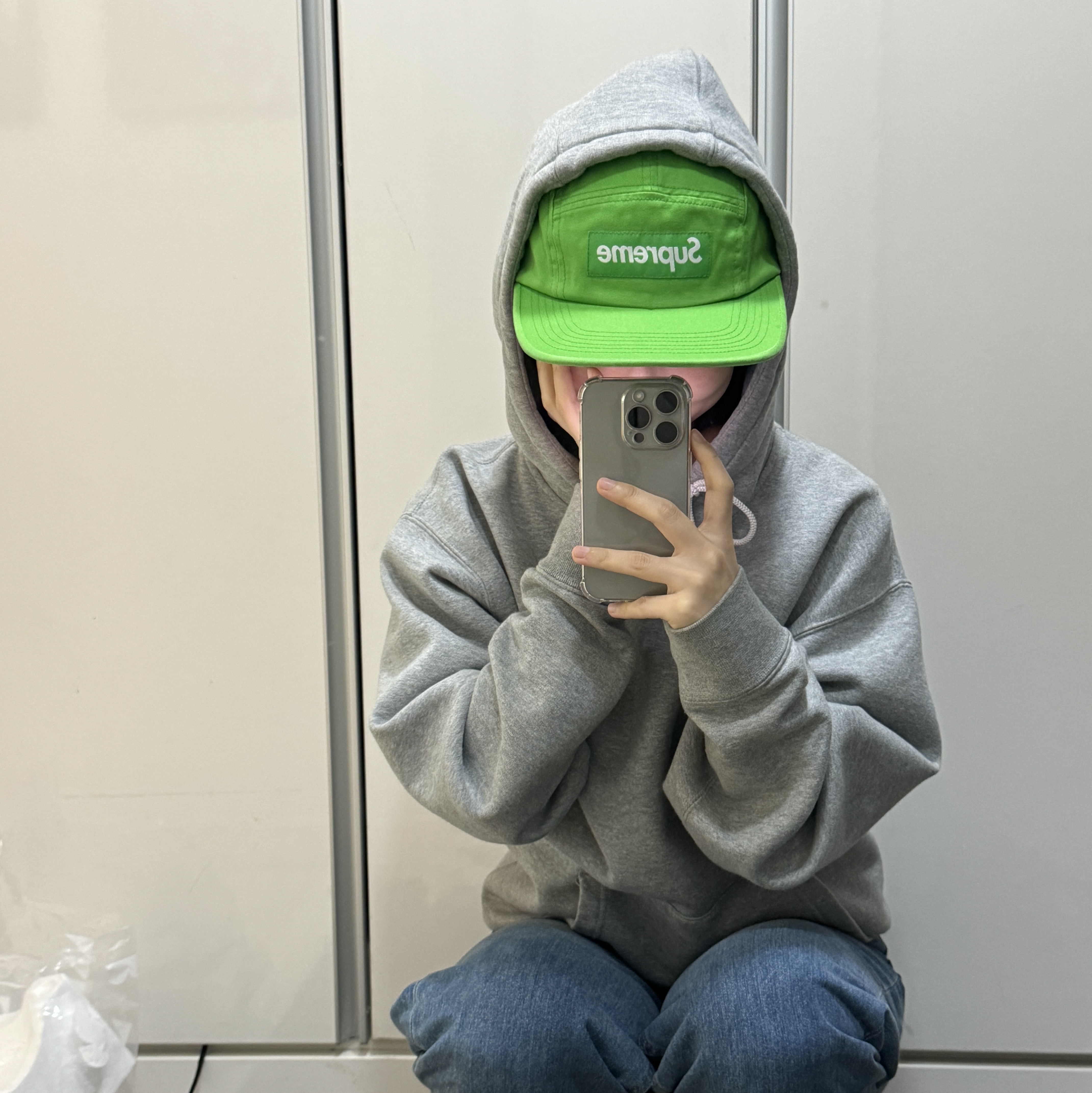 Supreme Washed Chino Twill Camp Cap Green - 24SS 착용 스타일 - 1
