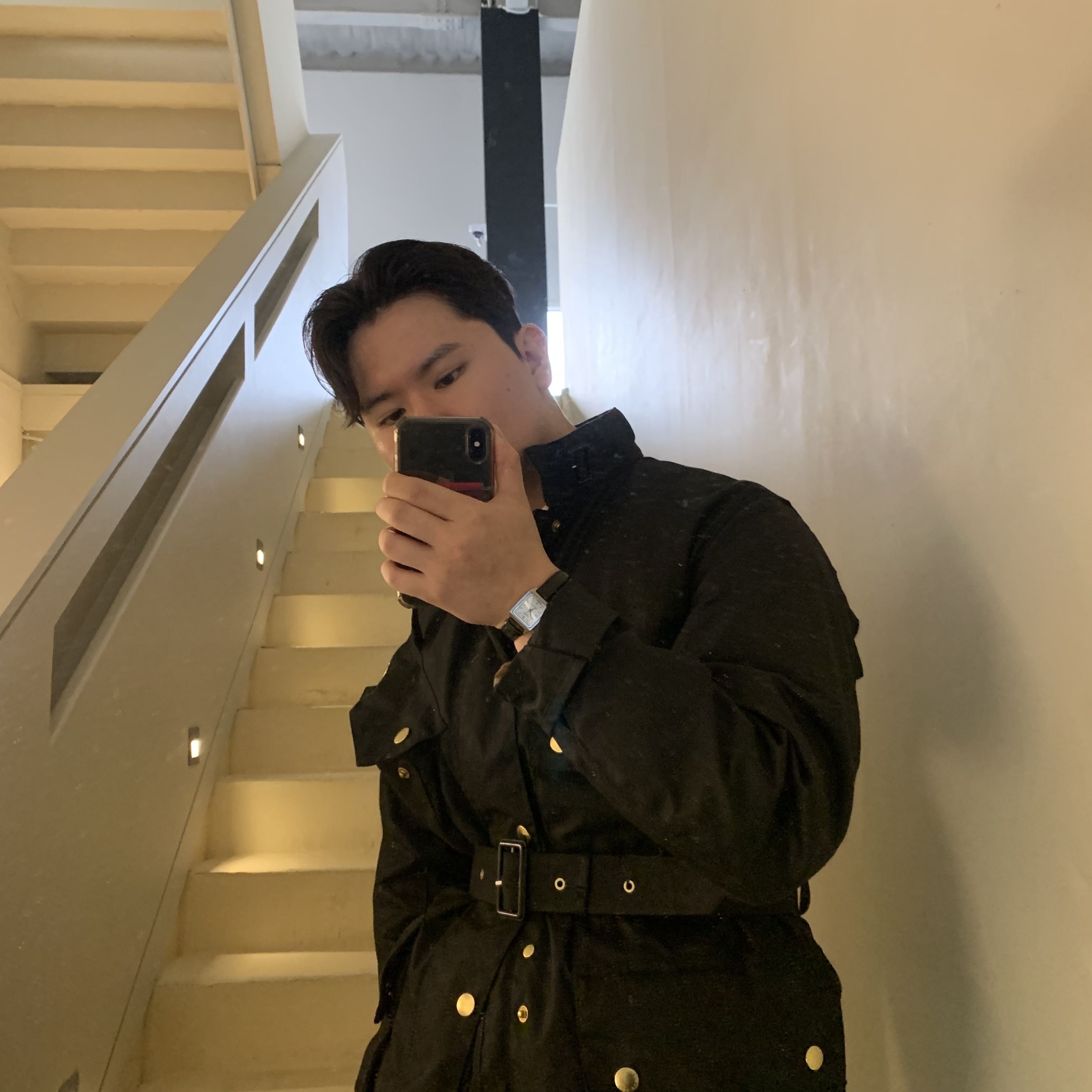 Barbour International Original Wax Jacket Black 착용 스타일 - 3