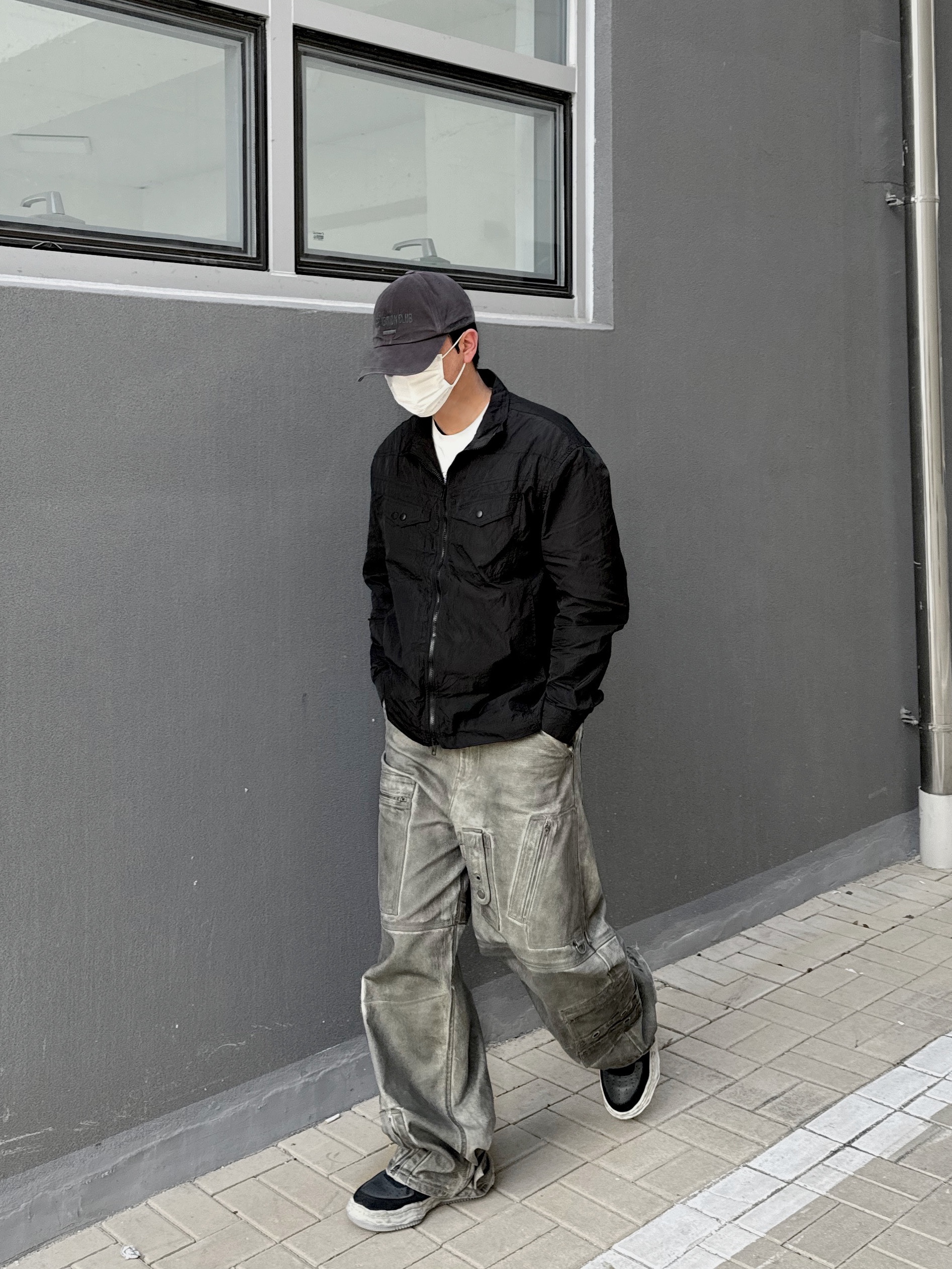 Undermycar Gashutein 6 Prohibition Club Washed Ball Cap Jasper - 24SS, Project G/R Flight Denim Pants Dust Grey 착용 스타일 - 1