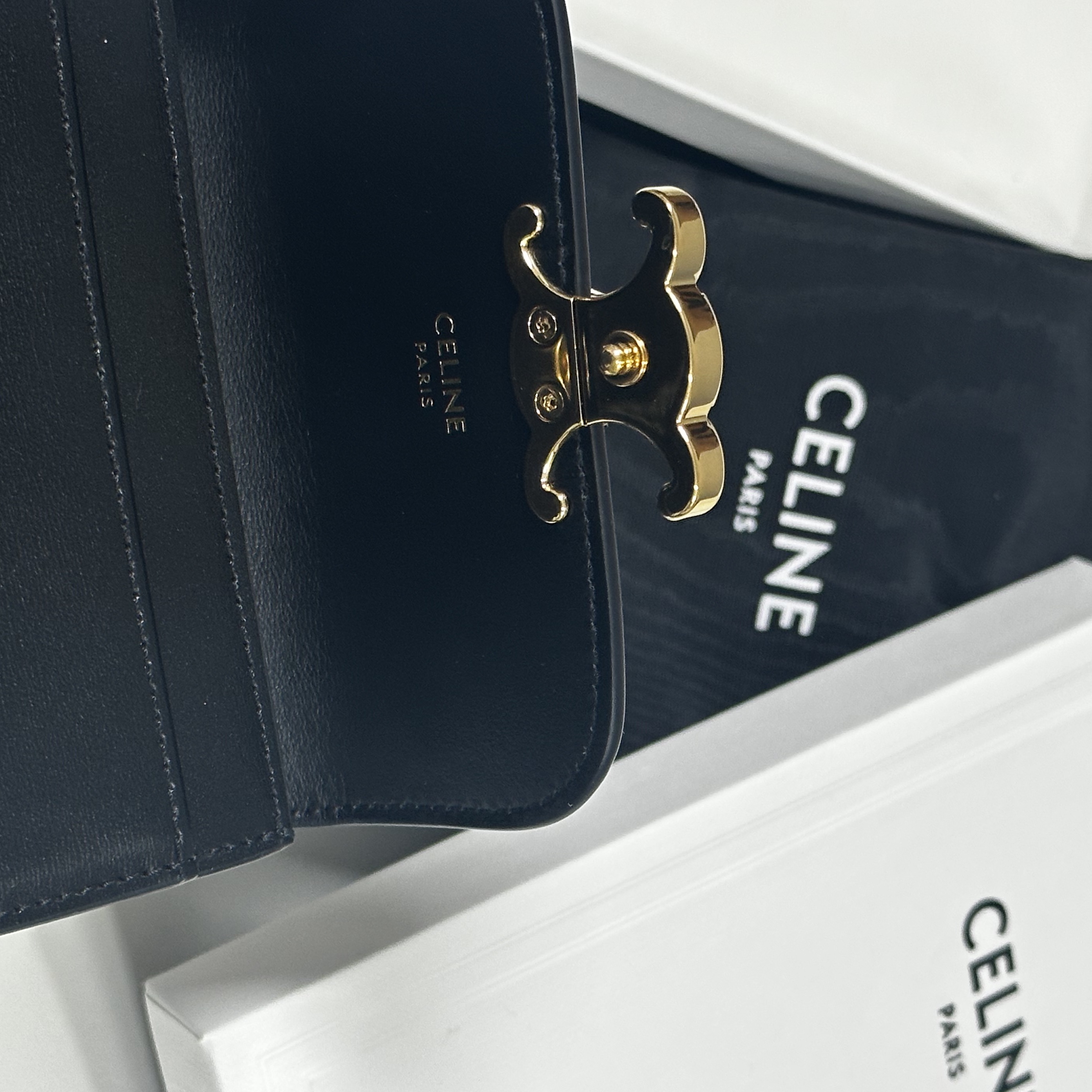 Celine Card Holder with Flap in Shiny Calfskin Black 착용 스타일 - 3