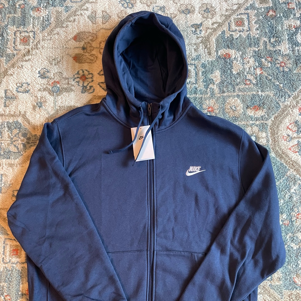 Nike NSW Club Fleece Full Zip Hoodie Midnight Navy - Asia 착용 스타일 - 1