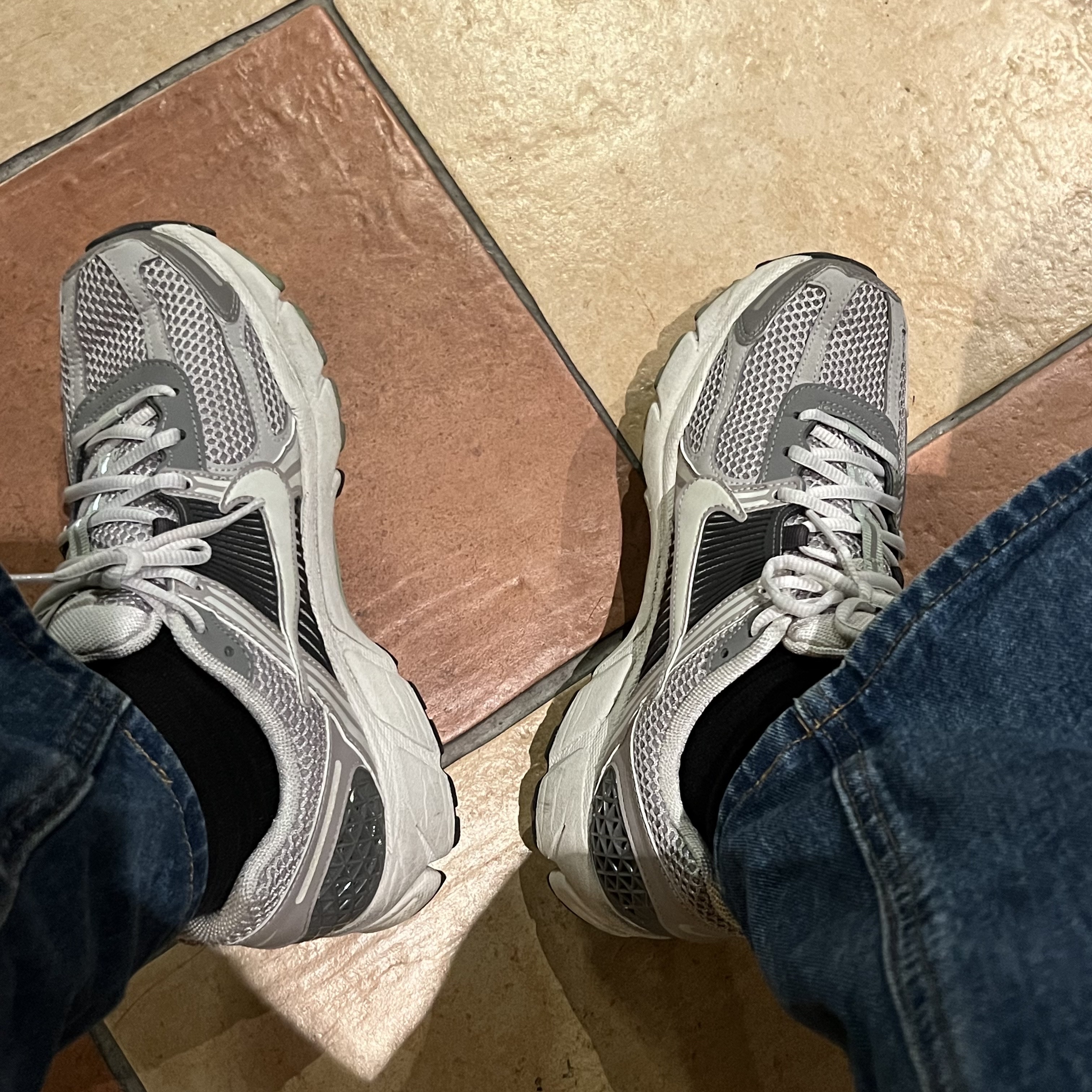 (W) Nike Zoom Vomero 5 Cobblestone and Flat Pewter 착용 스타일