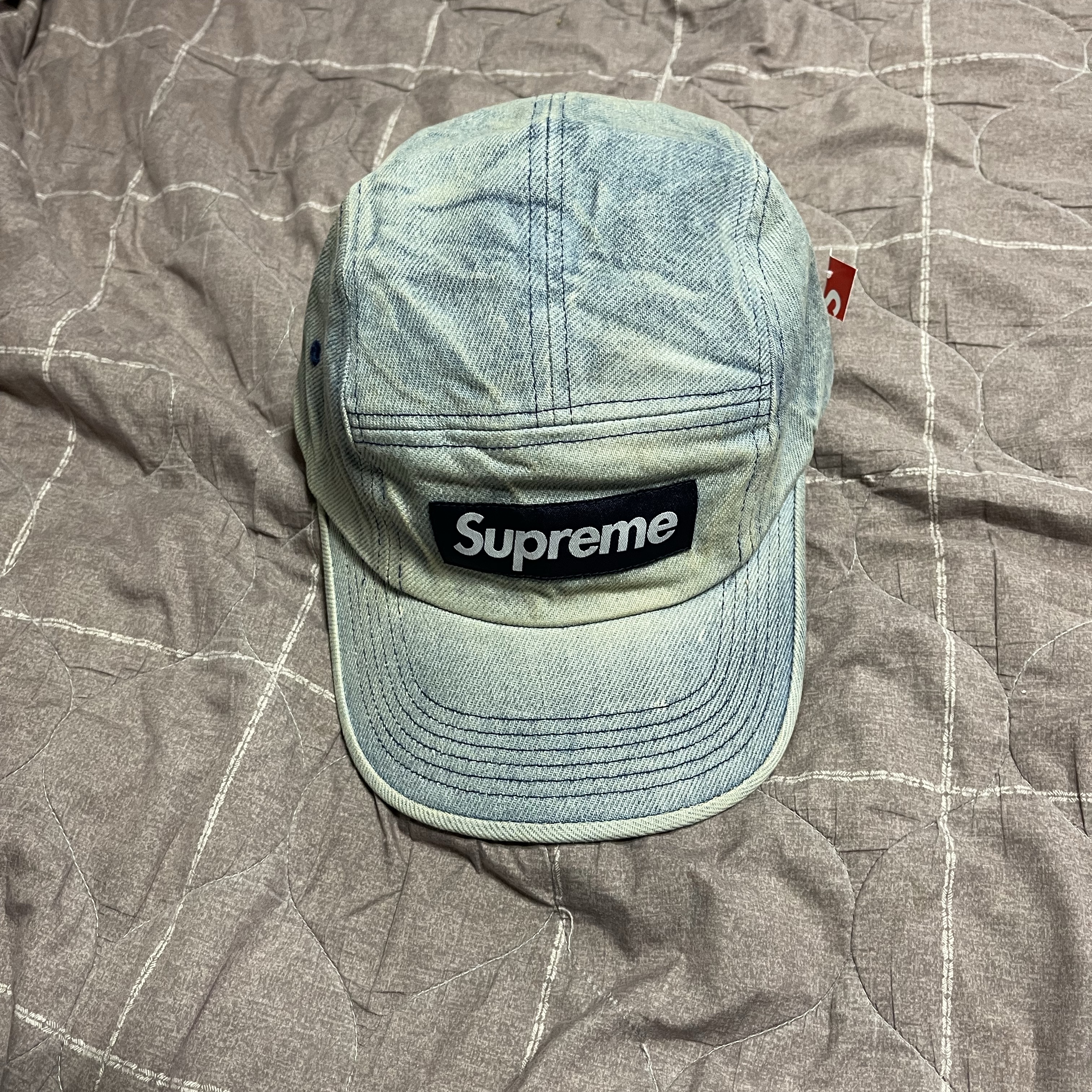 Supreme Washed Chino Twill Camp Cap Dirty Indigo - 24SS 착용 스타일