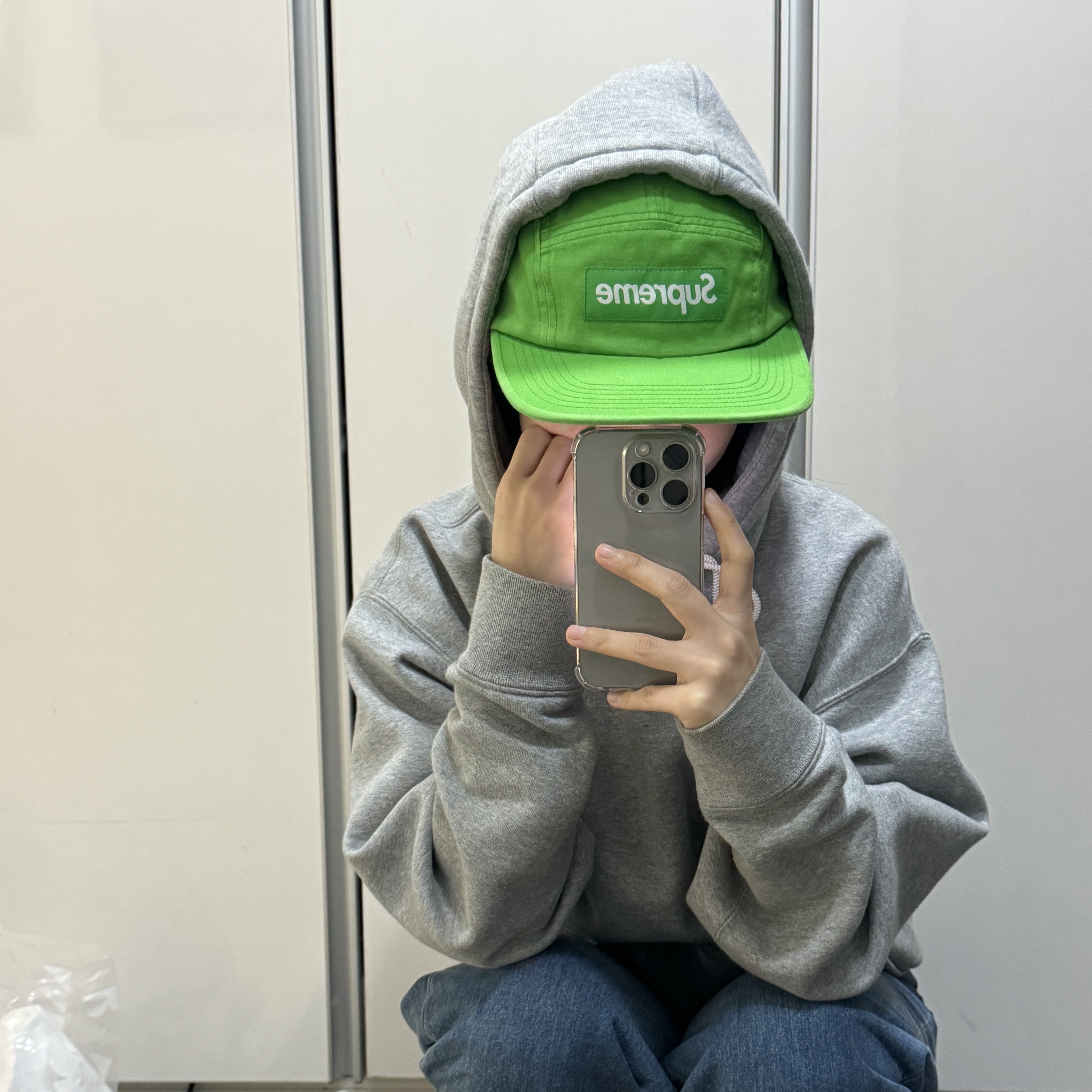 Supreme Washed Chino Twill Camp Cap Green - 24SS 착용 스타일 - 2