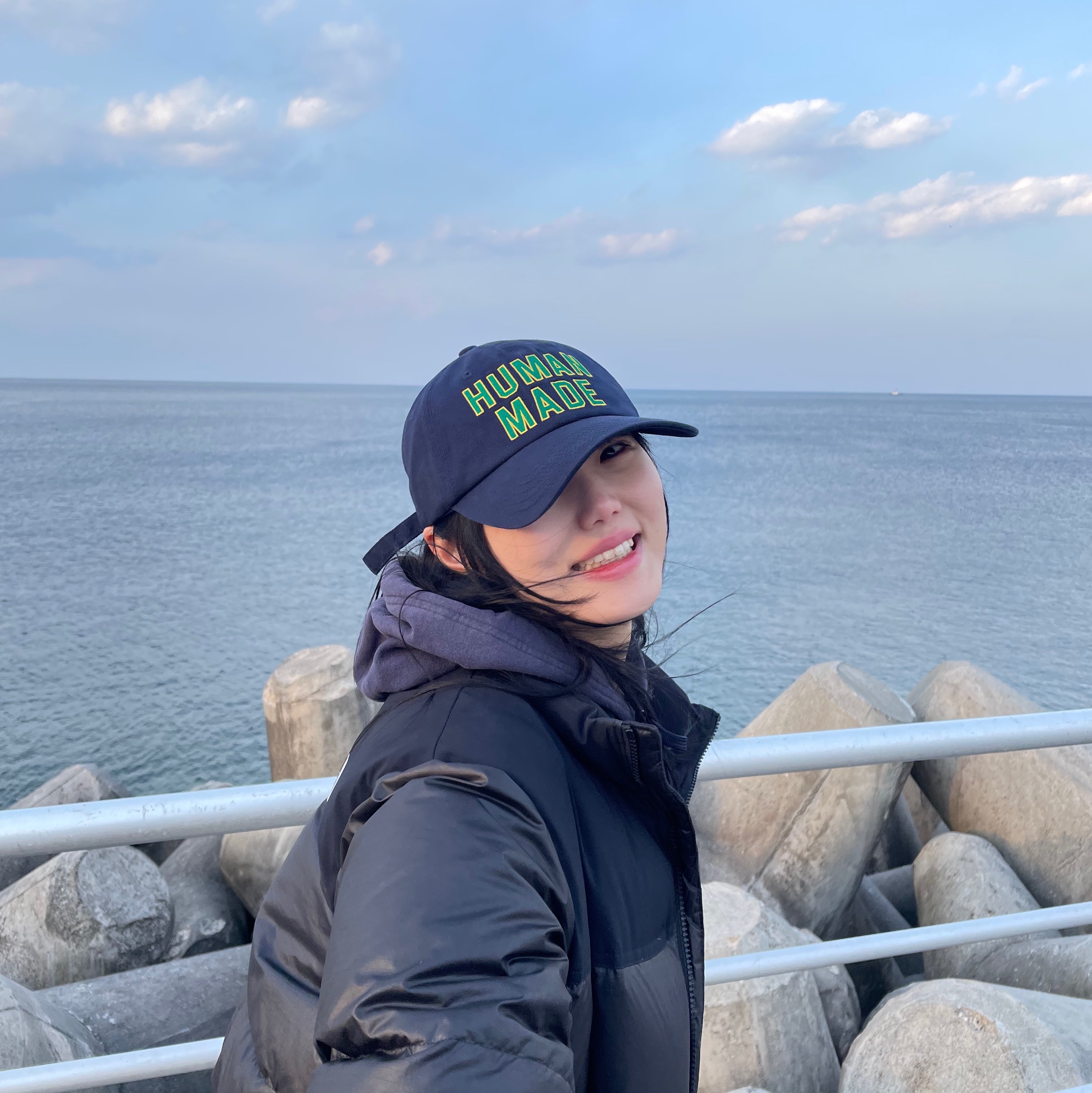 Human Made 6 Panel Cap #2 Navy, (W) The North Face White Label Novelty Nuptse Down Jacket Black 착용 스타일 - 1