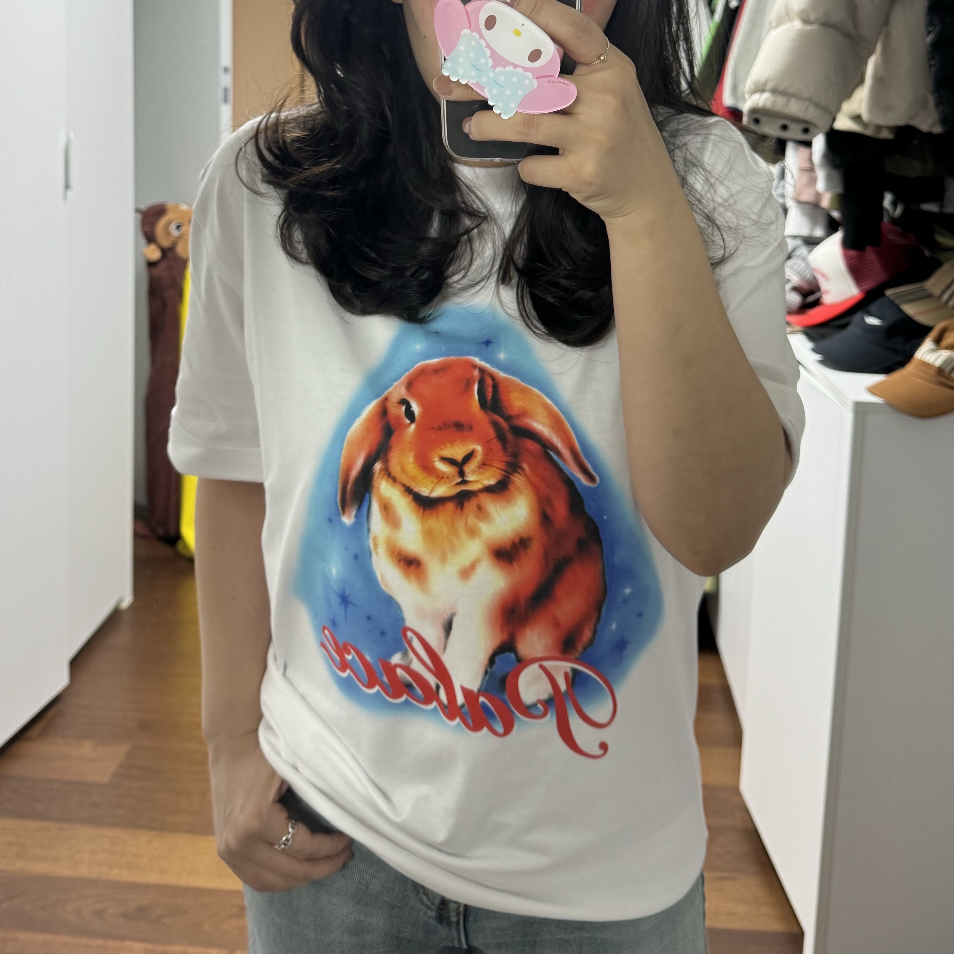 Palace Bunny T-Shirt White - 24SS, (W) Hermes Small Chaine D'Ancre Enchainee Ring Sterling Silver 착용 스타일