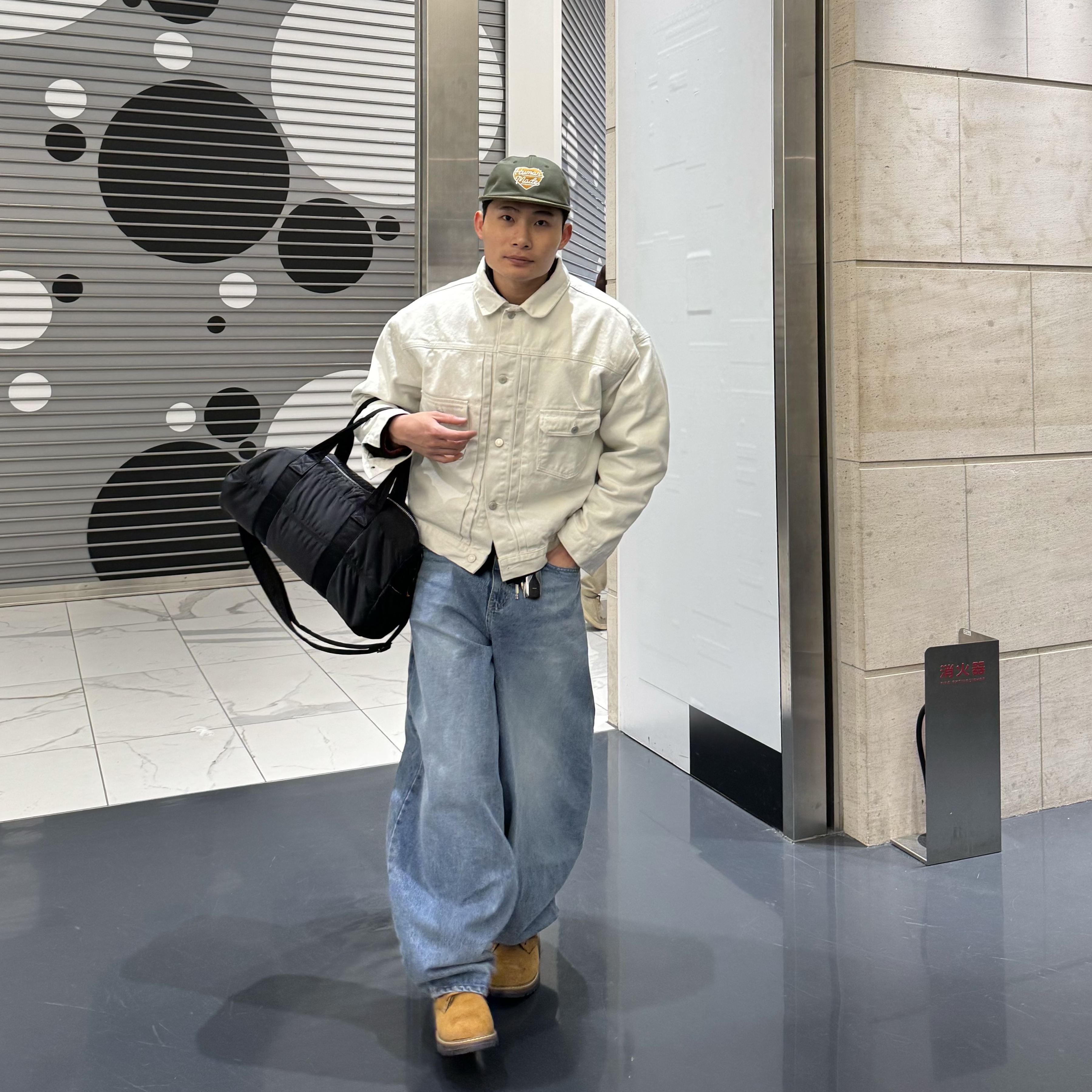 Human Made Corduroy Cap Olive Drab, Porter Tanker 2Way Duffle Bag M Black 착용 스타일 - 1