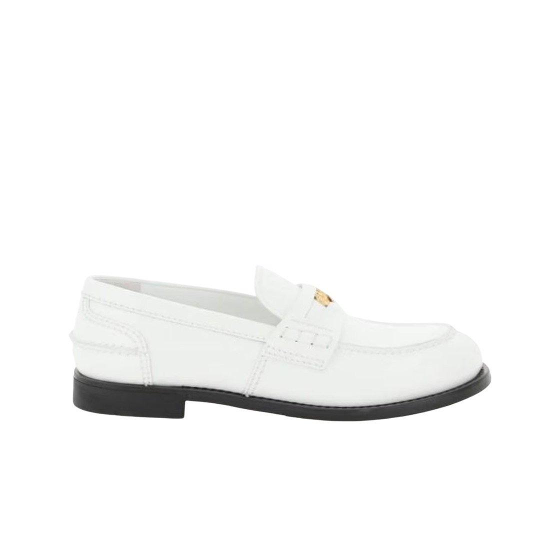 5D773D-XWH-F0009 (W) Miu Miu Patent Leather Penny Loafers White