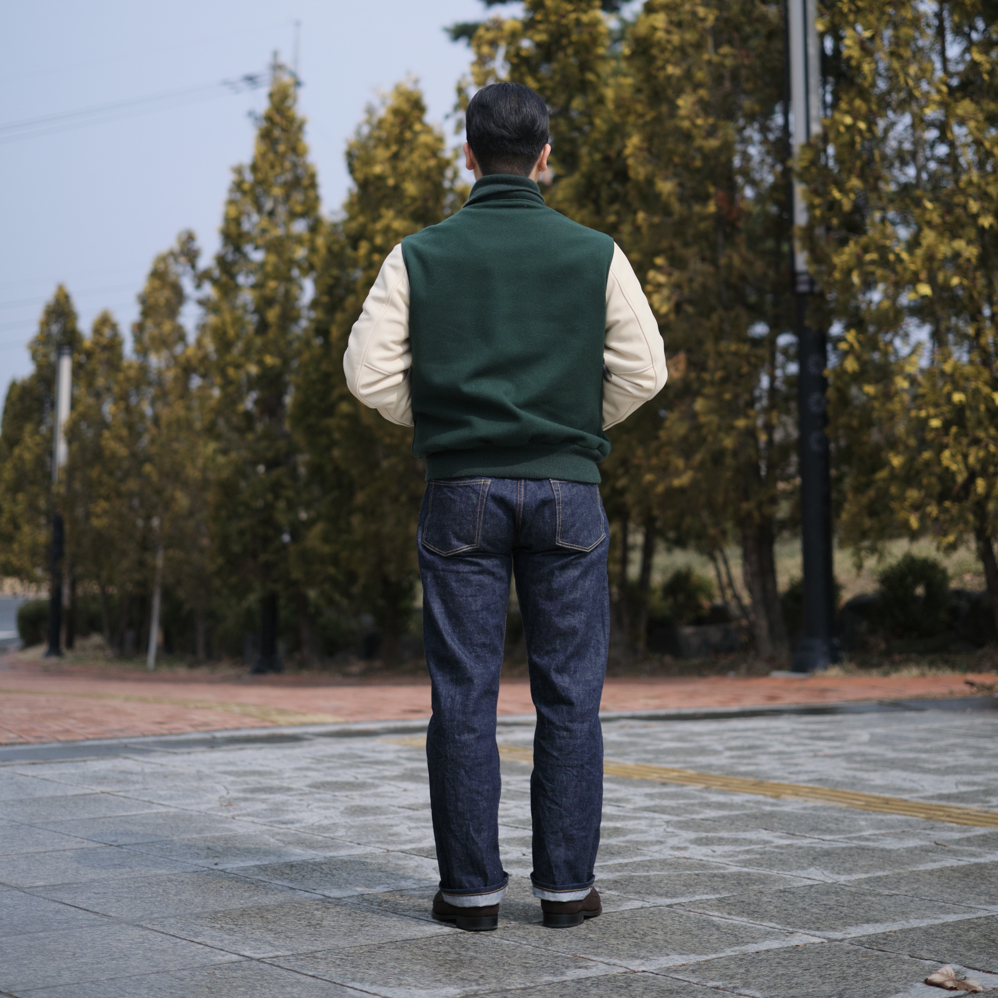 Fullcount 1101W Straight Denim One Wash Indigo Blue 착용 스타일 - 4