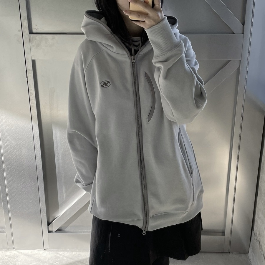 Sansan Gear Hoodie Zip-Up Grey - 24SS, Sansan Gear Hoodie Zip-Up Brown - 24SS 착용 스타일 - 3