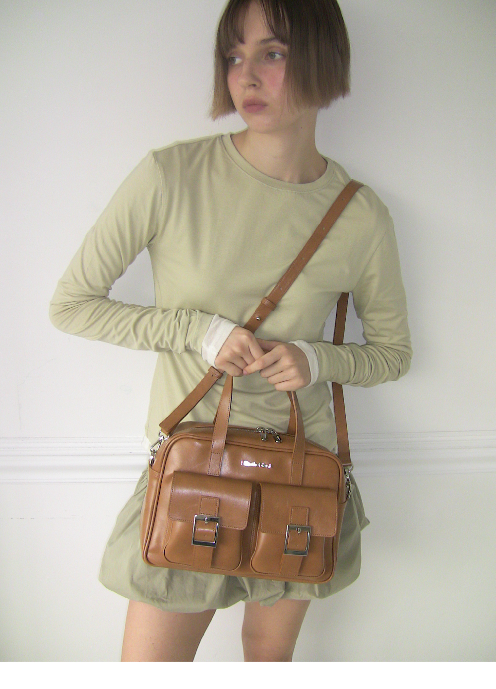 필인더블랭크 피케이 미들 숄더백 카멜 | FILLINTHEBLANK | KREAM