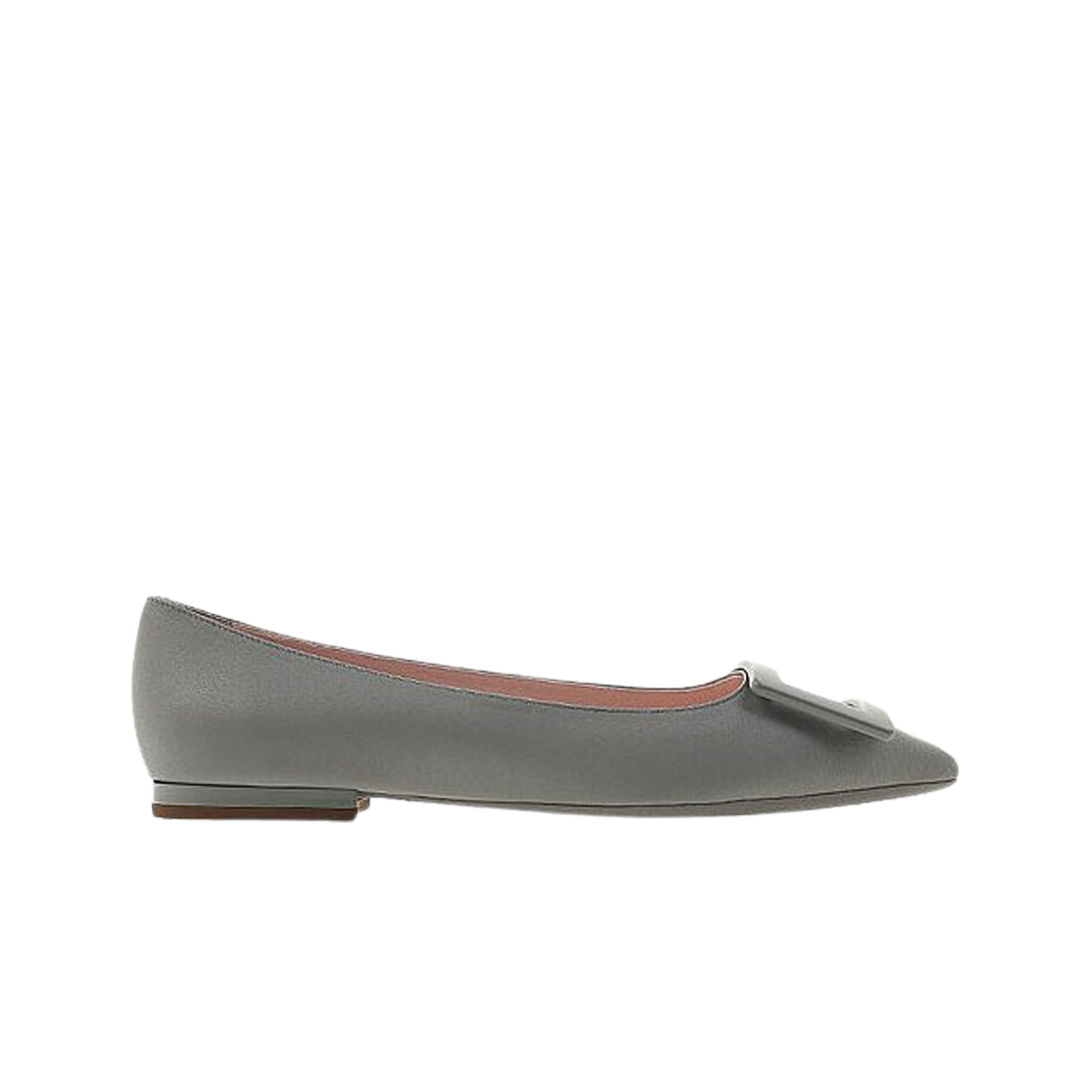 (W) 로저 비비에 고메틴 래커드 버클 발레리나 플랫 소프트 레더 그레이((W) Roger Vivier Gommettine Lacquered Buckle Ballerinas Soft Leather Grey) - 1