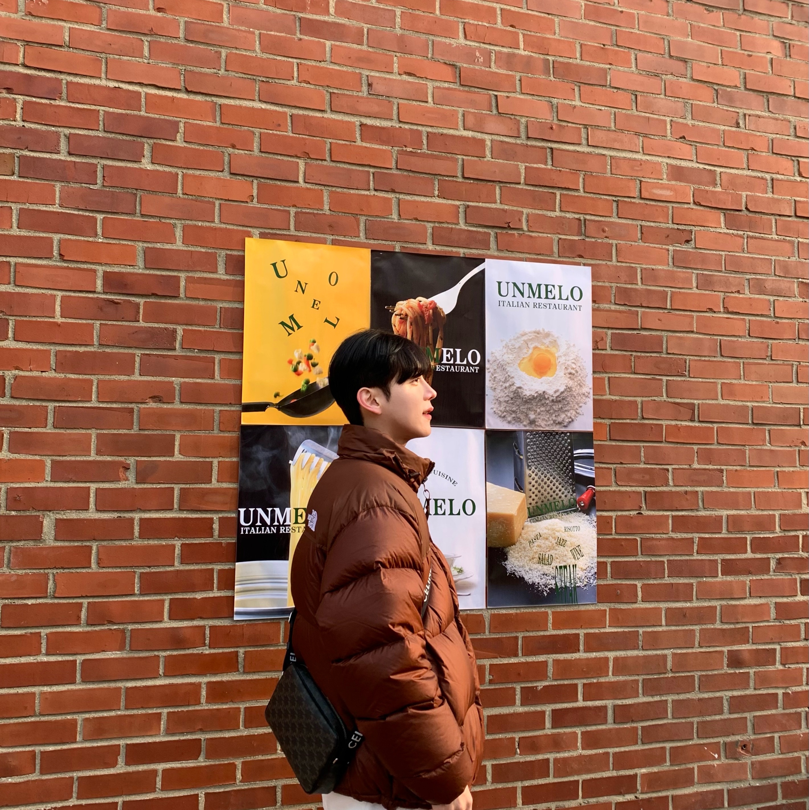 The North Face 1996 Retro Nuptse Jacket Dark Oak, Celine Medium Messenger Bag in Triomphe Canvas Black 착용 스타일