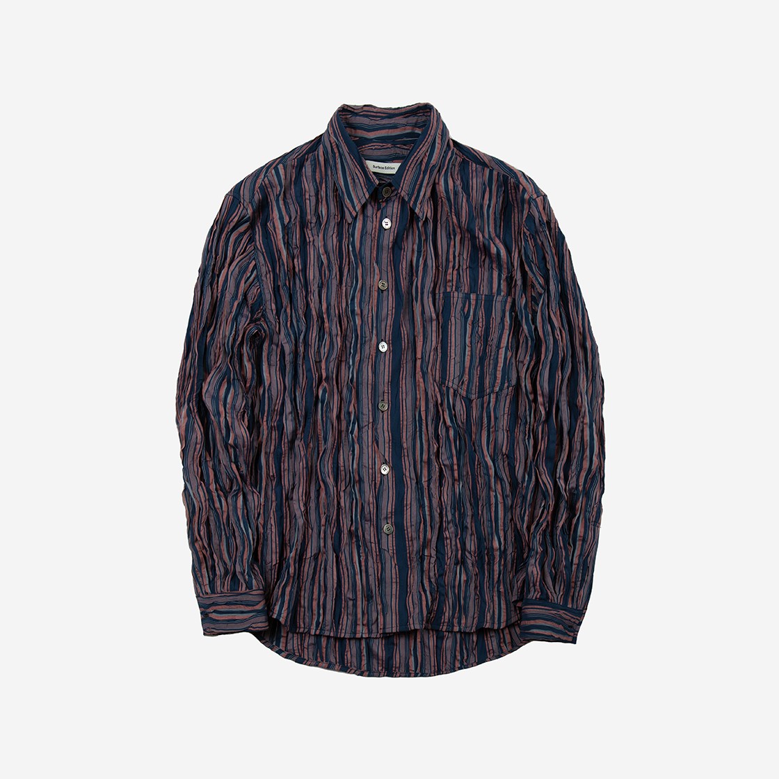 Surface Edition Creased Stripe Shirt Navy Red 상세 이미지 1