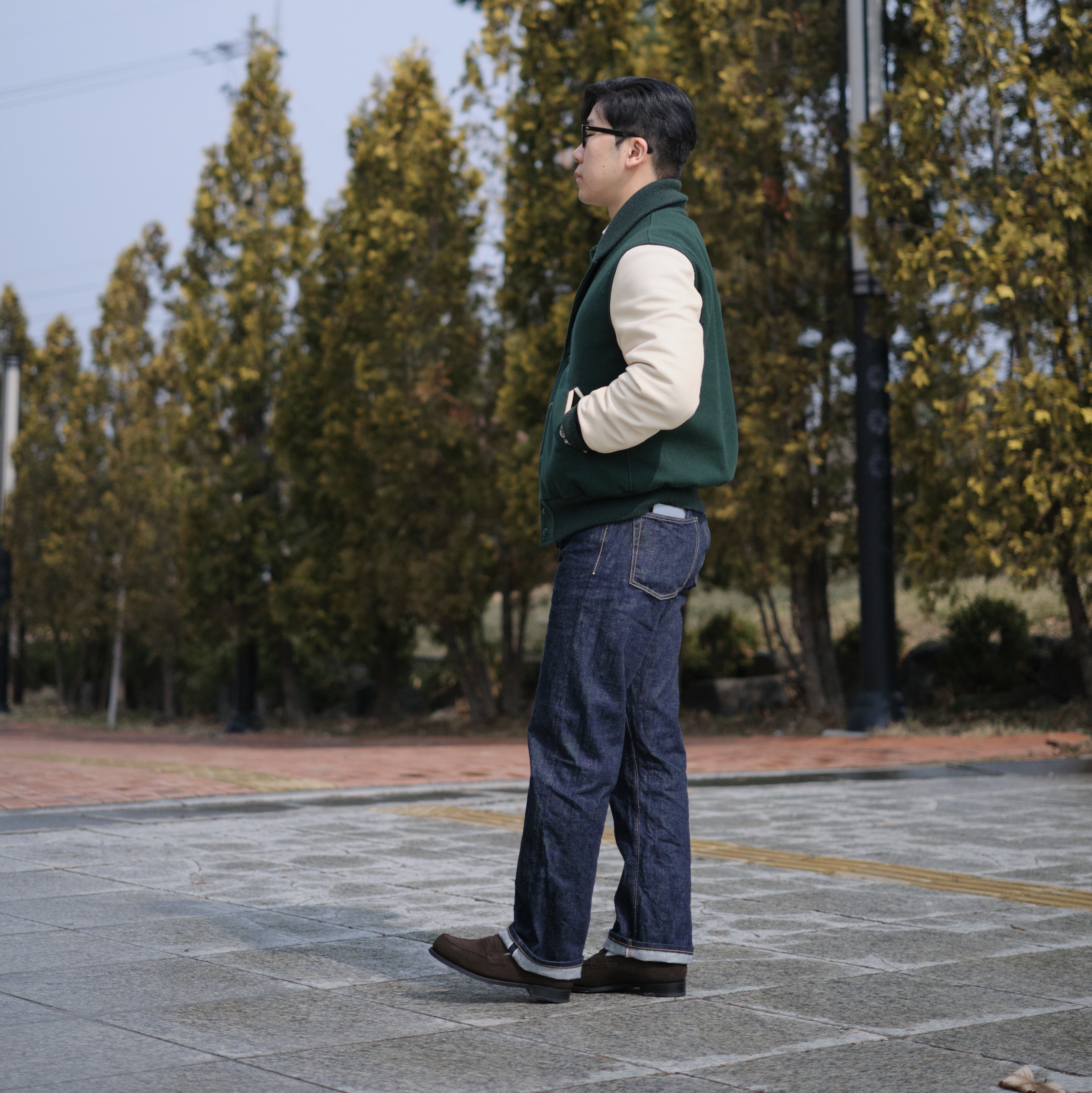 Fullcount 1101W Straight Denim One Wash Indigo Blue 착용 스타일 - 3