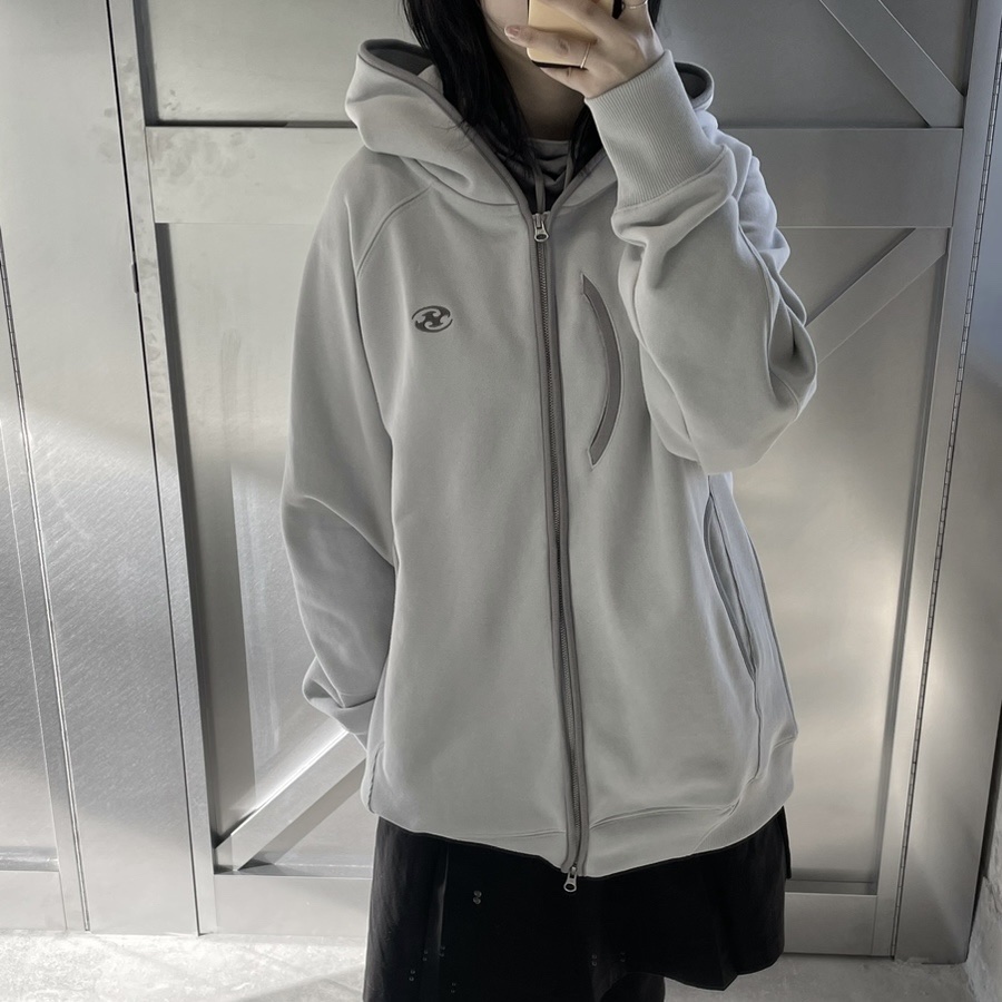 Sansan Gear Hoodie Zip-Up Grey - 24SS, Sansan Gear Hoodie Zip-Up Brown - 24SS 착용 스타일 - 1