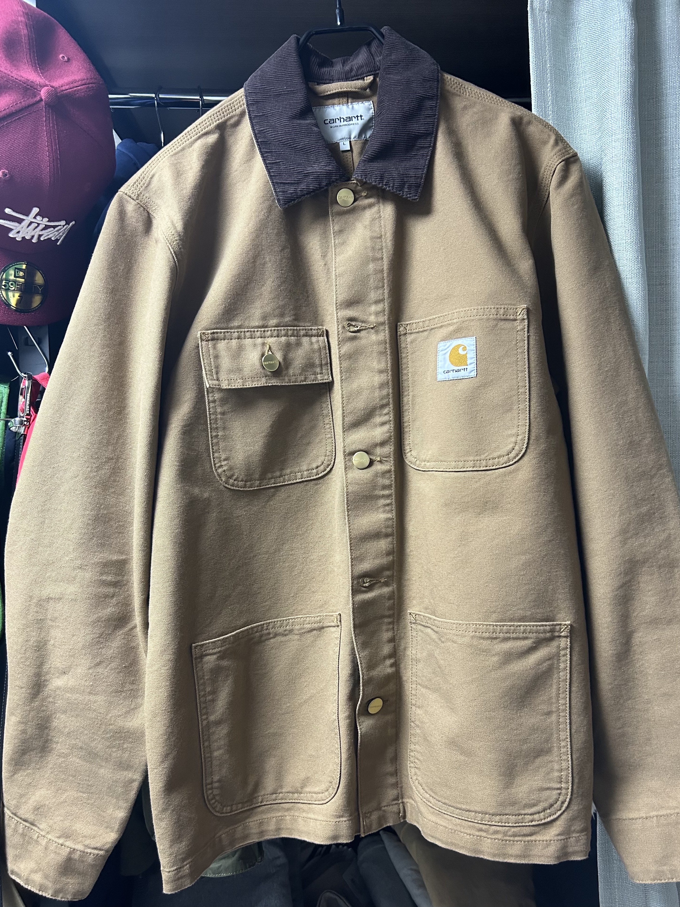 Carhartt WIP Dearborn Canvas (unlined) Michigan Chore Coat Hamilton Brown - Spring 착용 스타일