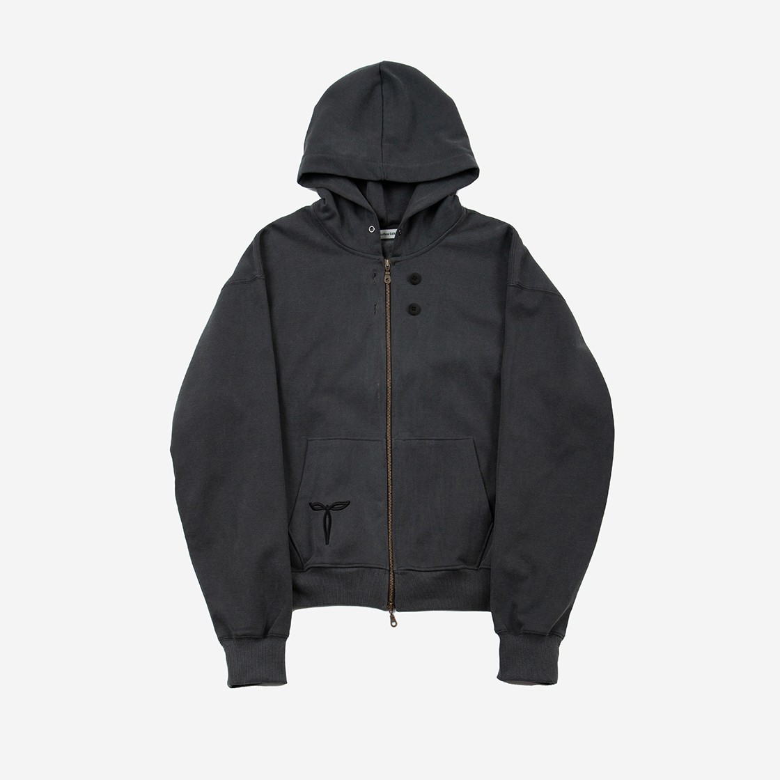 Surface Edition Oversized Embroidery Hoodie Zip Up Dark Gray 상세 이미지 1