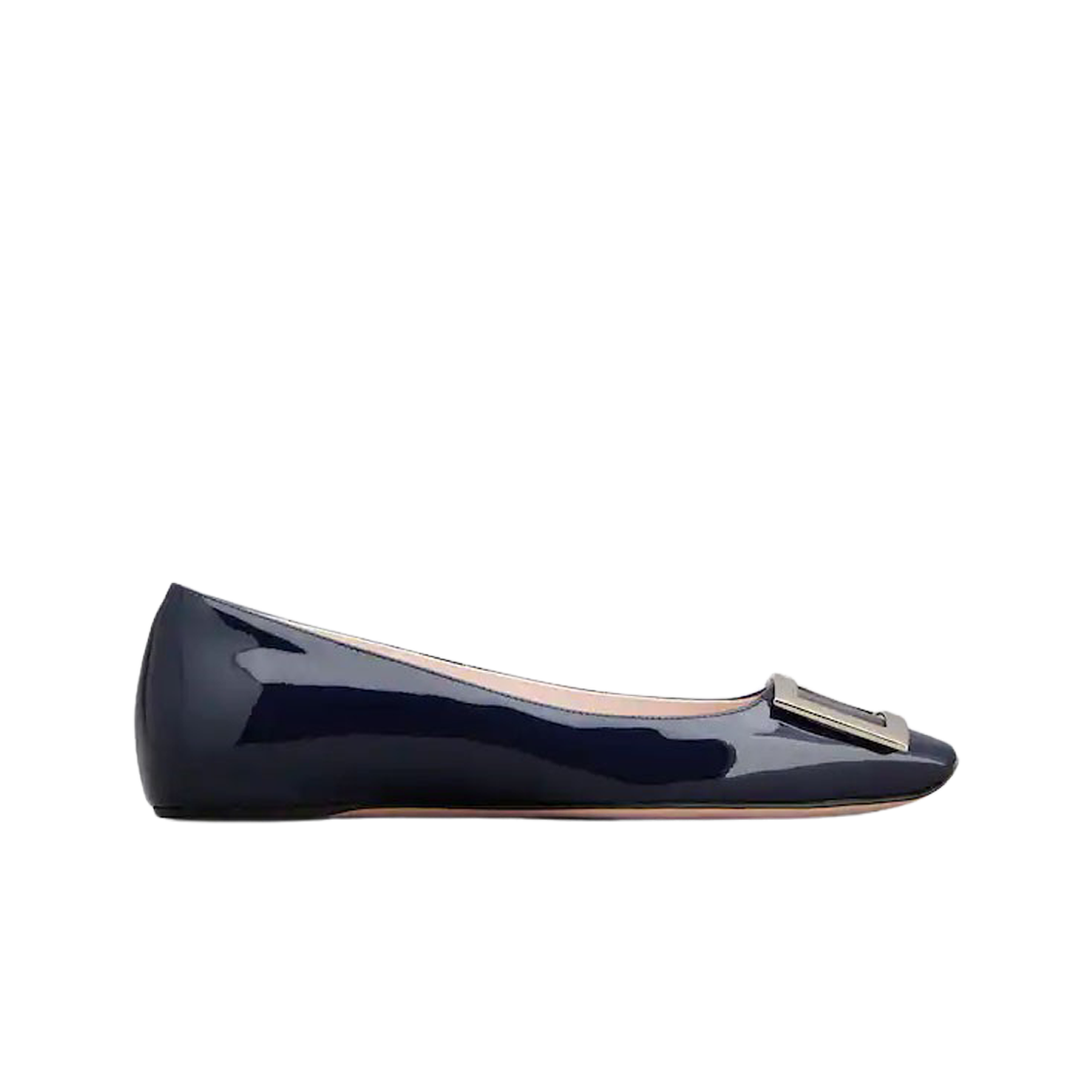 (W) 로저 비비에 트럼펫 메탈 버클 발레리나 페이턴트 레더 블루((W) Roger Vivier Trompette Metal Buckle Ballerinas Patent Leather Blue)