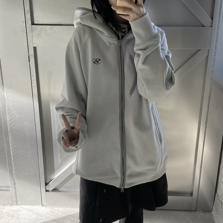 Sansan Gear Hoodie Zip-Up Grey - 24SS, Sansan Gear Hoodie Zip-Up Brown - 24SS 착용 스타일 - 2