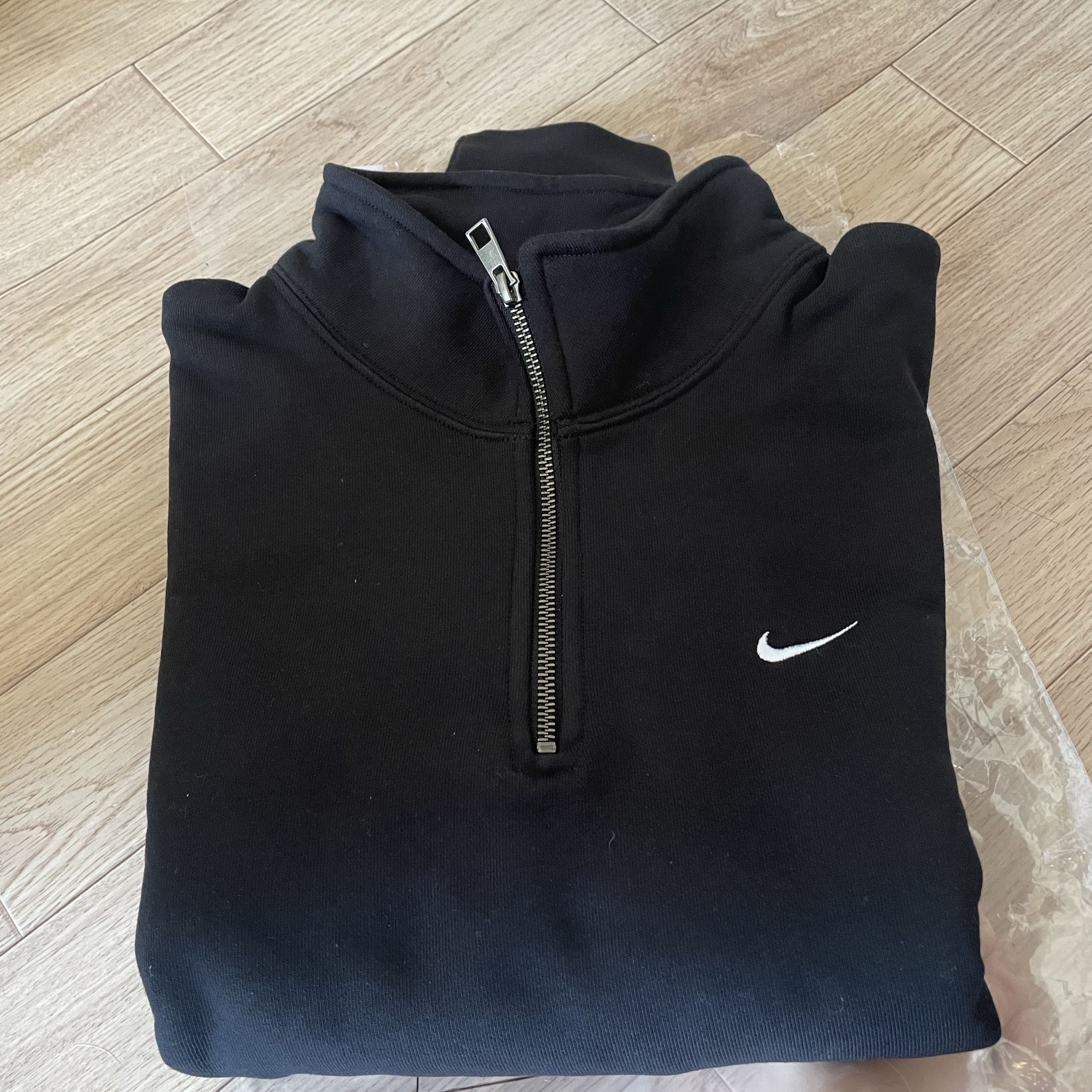Nike NRG Solo Swoosh Heavy Weight BB Quarter Zip Top Black - Asia 착용 스타일
