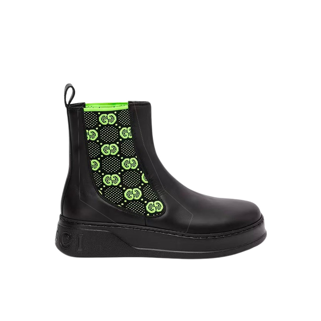718713-AAA8L-1065 Gucci Boot with GG Jersey Black Leather