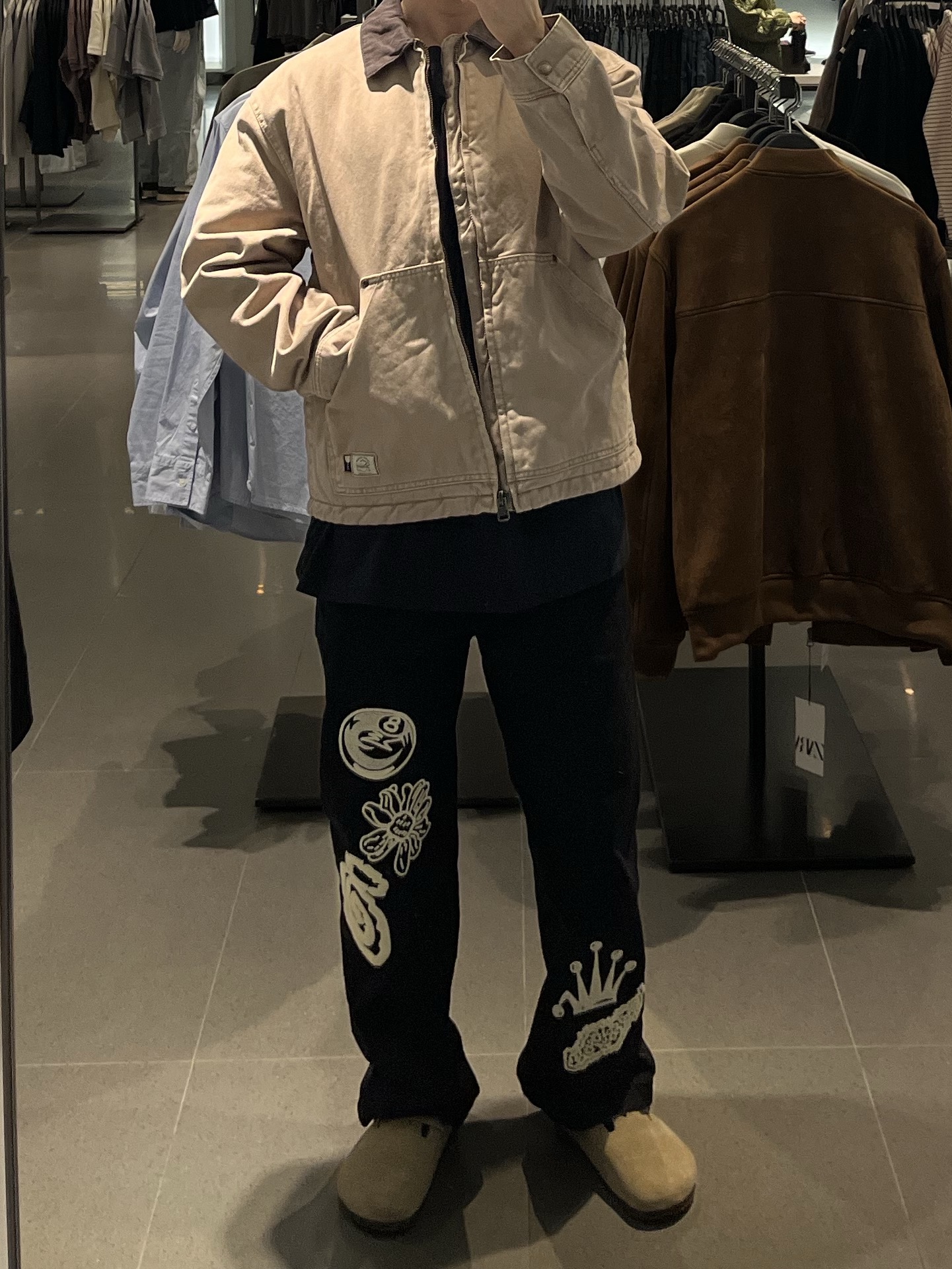 Stussy Noma Icon Beach Pants Washed Black, Birkenstock Boston Soft Footbed Taupe - Regular 착용 스타일