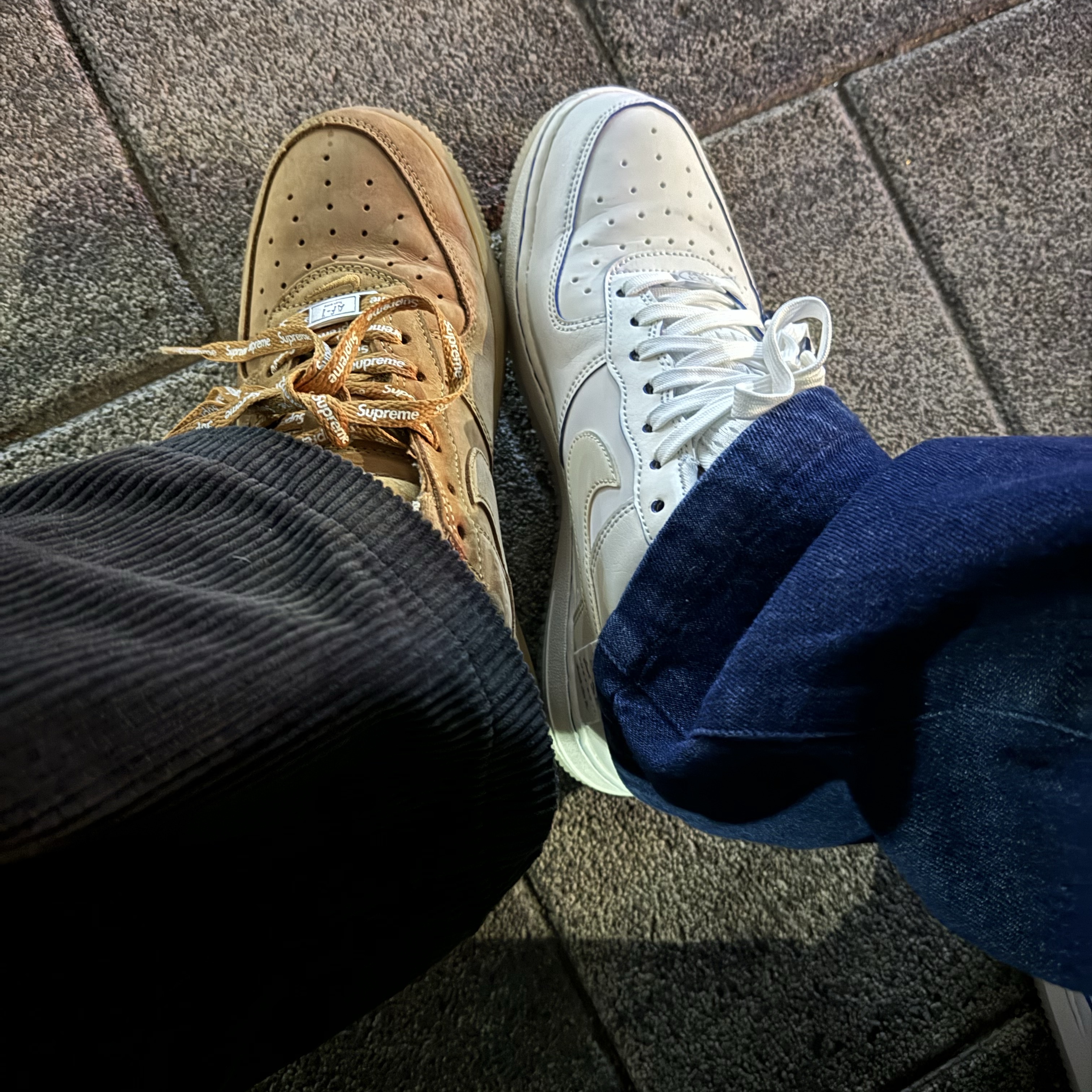 (W) Nike Air Force 1 '07 LX Game Royal Sail, Nike x Supreme Air Force 1 Low Flax 착용 스타일