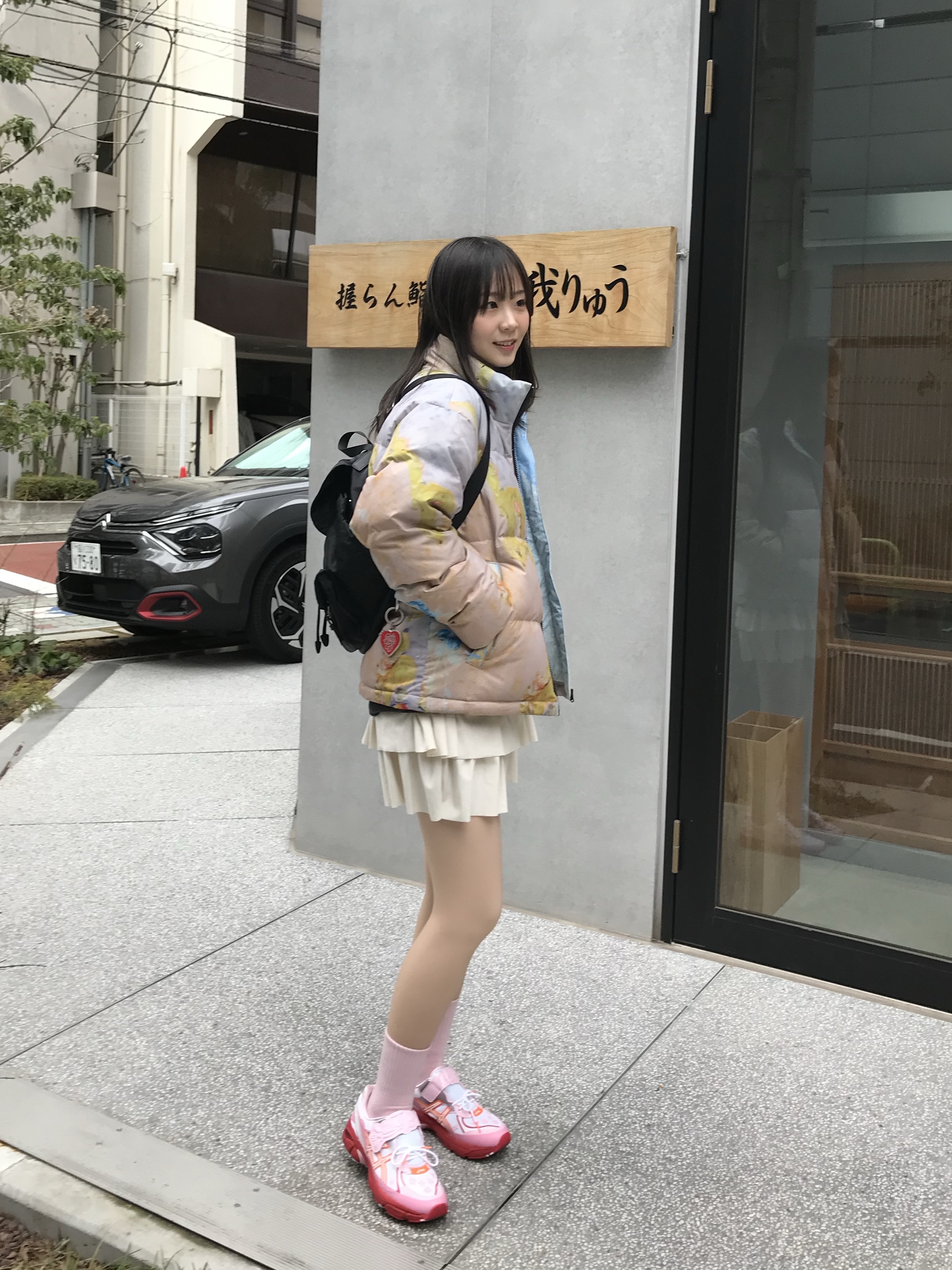 Asics x Cecilie Bahnsen GT-2160 White Habanero, Prada Re-Nylon Small Backpack Black 착용 스타일