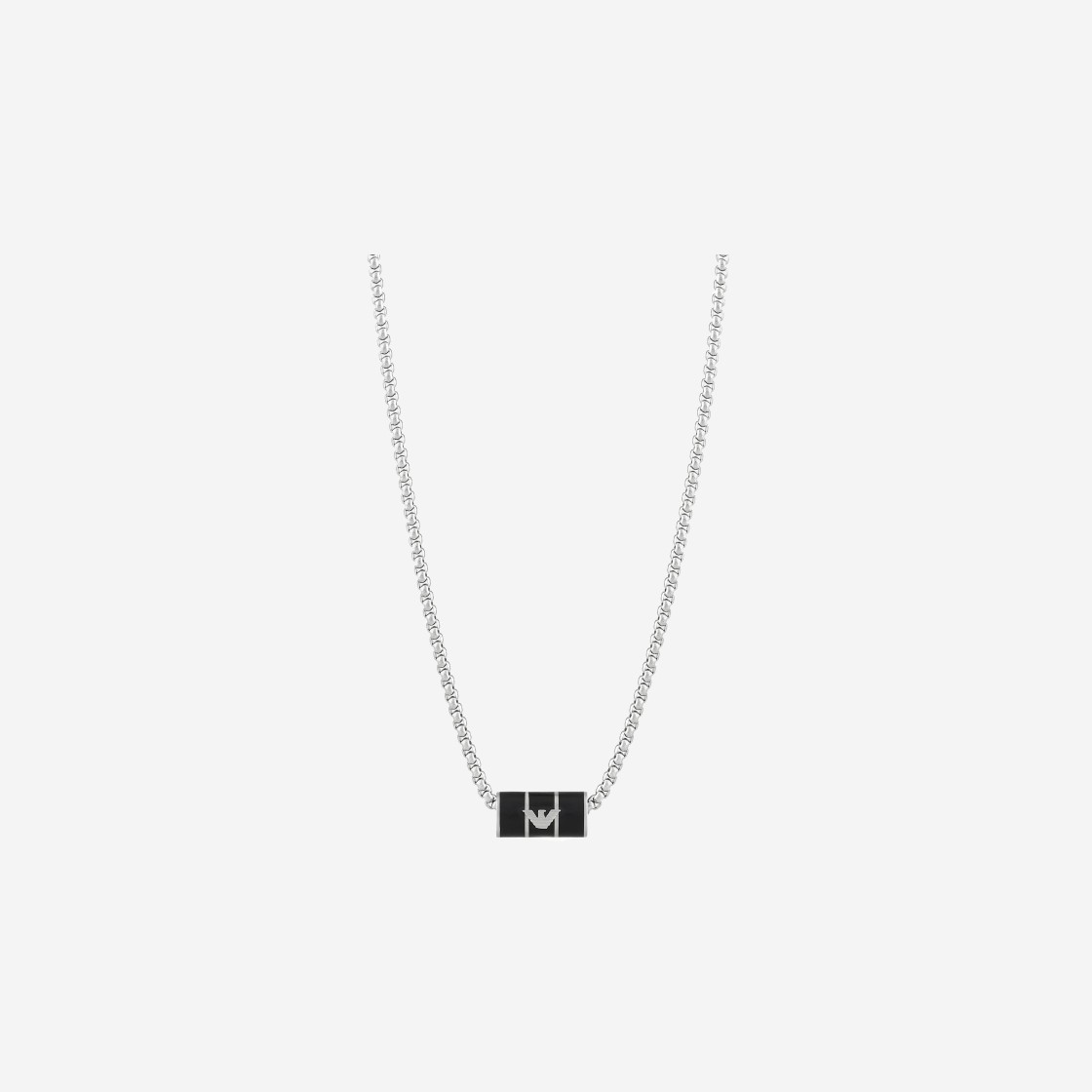 Emporio Armani Black Matte Lacquer Stainless Steel Chain Necklace Silver 상세 이미지 1