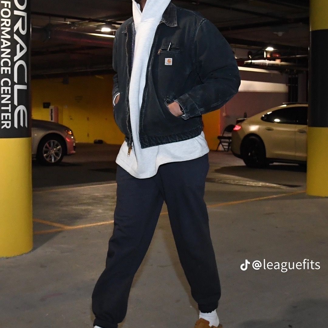 Carhartt WIP Organic Cotton Dearborn Canvas Detroit Jacket Black Rinsed - Spring 착용 스타일 - 5