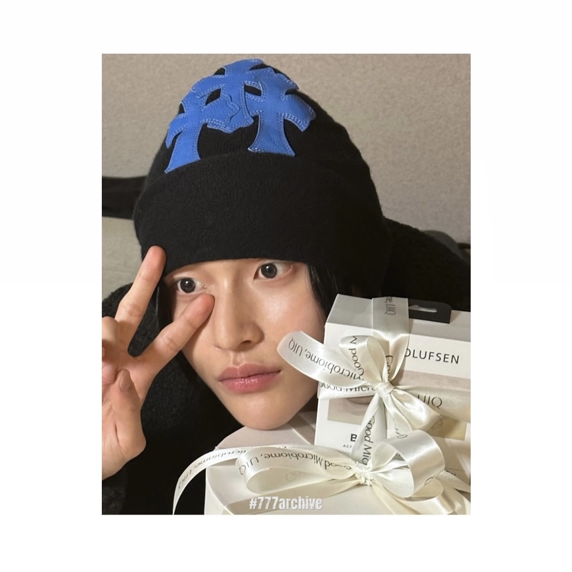 Supreme New Era S Logo Beanie Navy - 23FW, Chrome Hearts Cross Patch Cashmere Beanie Black Blue 착용 스타일 - 4