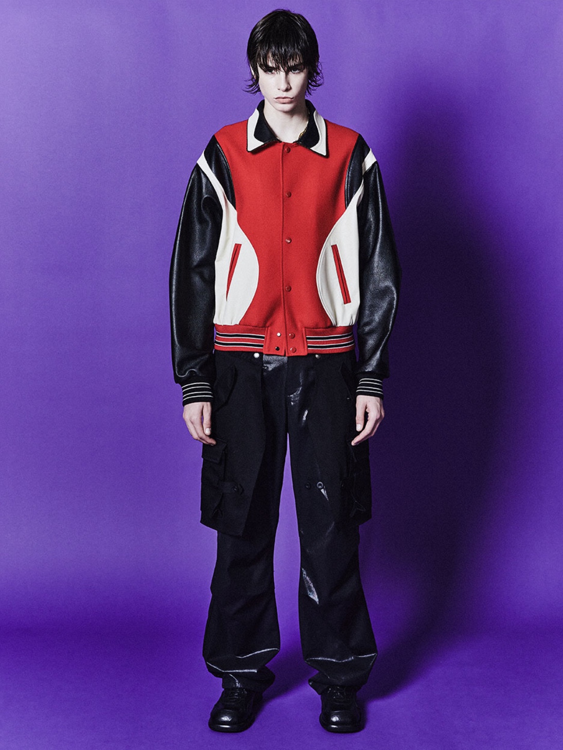Gallery Dept. x Lanvin Painted Bumper Sneakers White, [KREAM 단독] ADSB Andersson Bell Robyn Varsity Jacket Red 착용 스타일 - 6