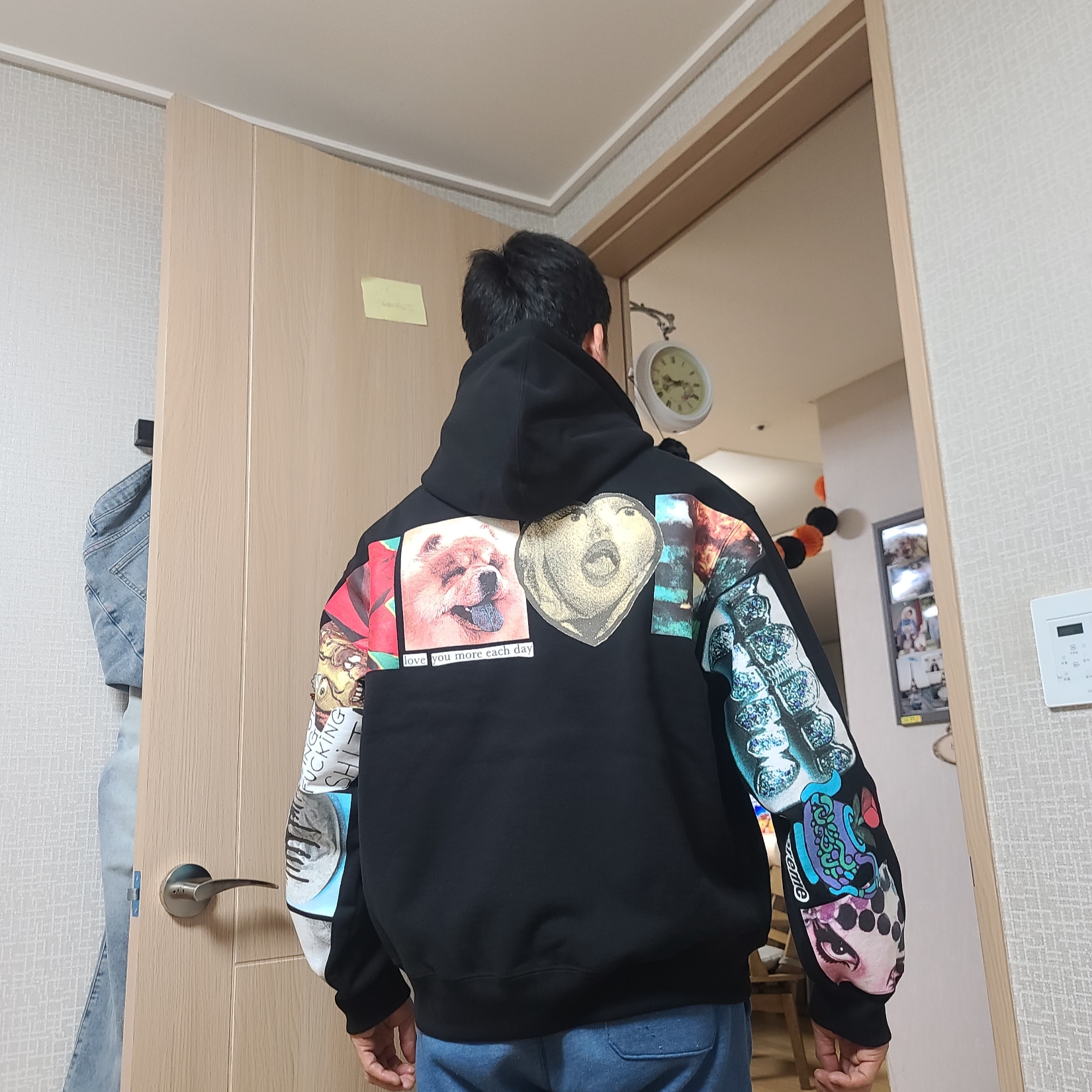 Supreme Spread Zip Up Hooded Sweatshirt Black - 24SS 착용 스타일 - 1