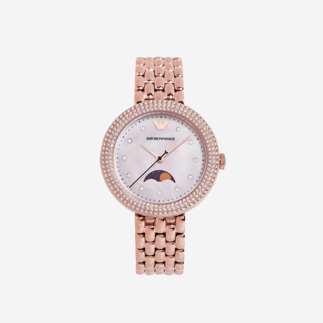 (W) Emporio Armani Moonphase Multifunction 32mm Stainless Steel Mother of Pearl White Rose Gold 상세 이미지 1