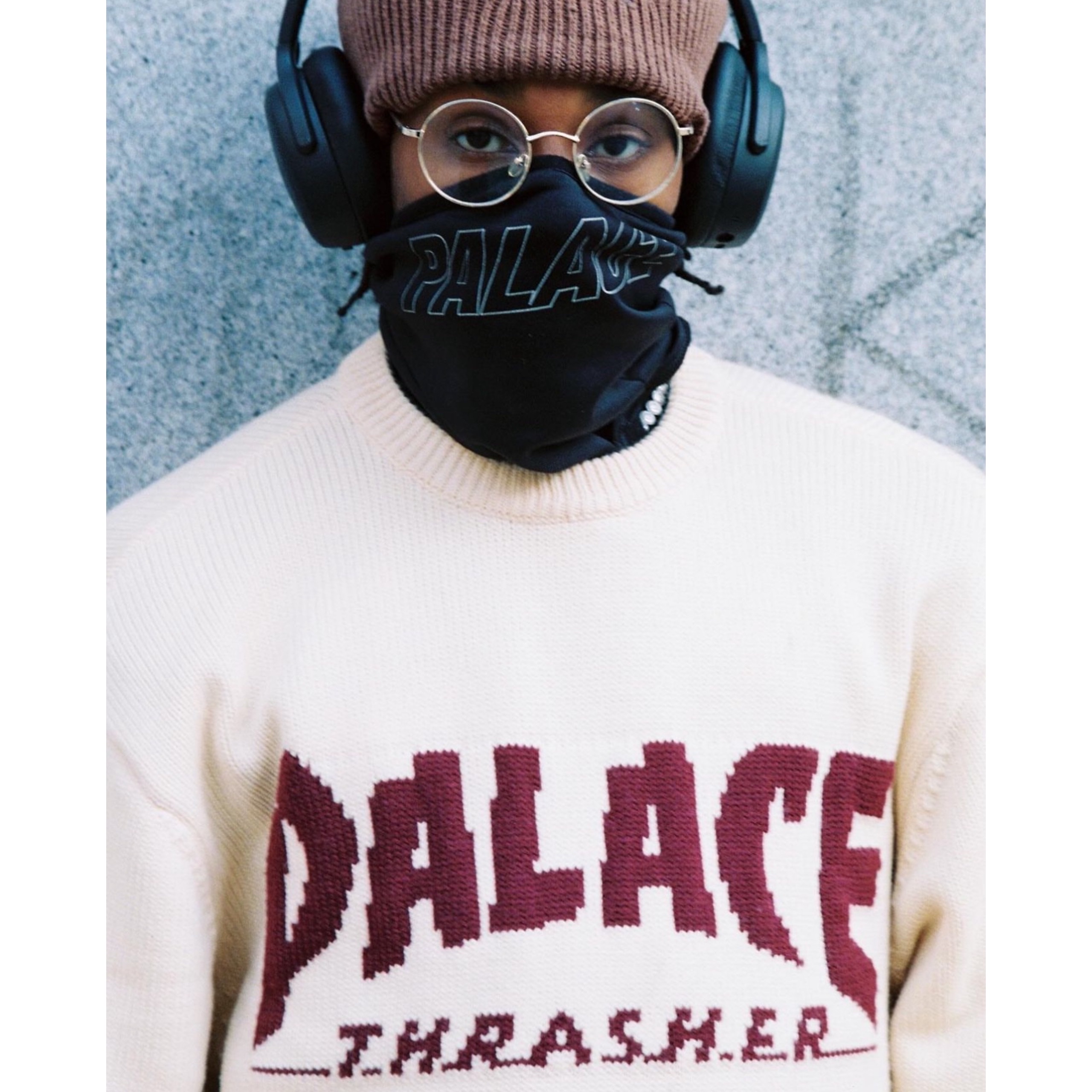 Palace x Thrasher Knit Beige - 24SS 착용 스타일 - 1