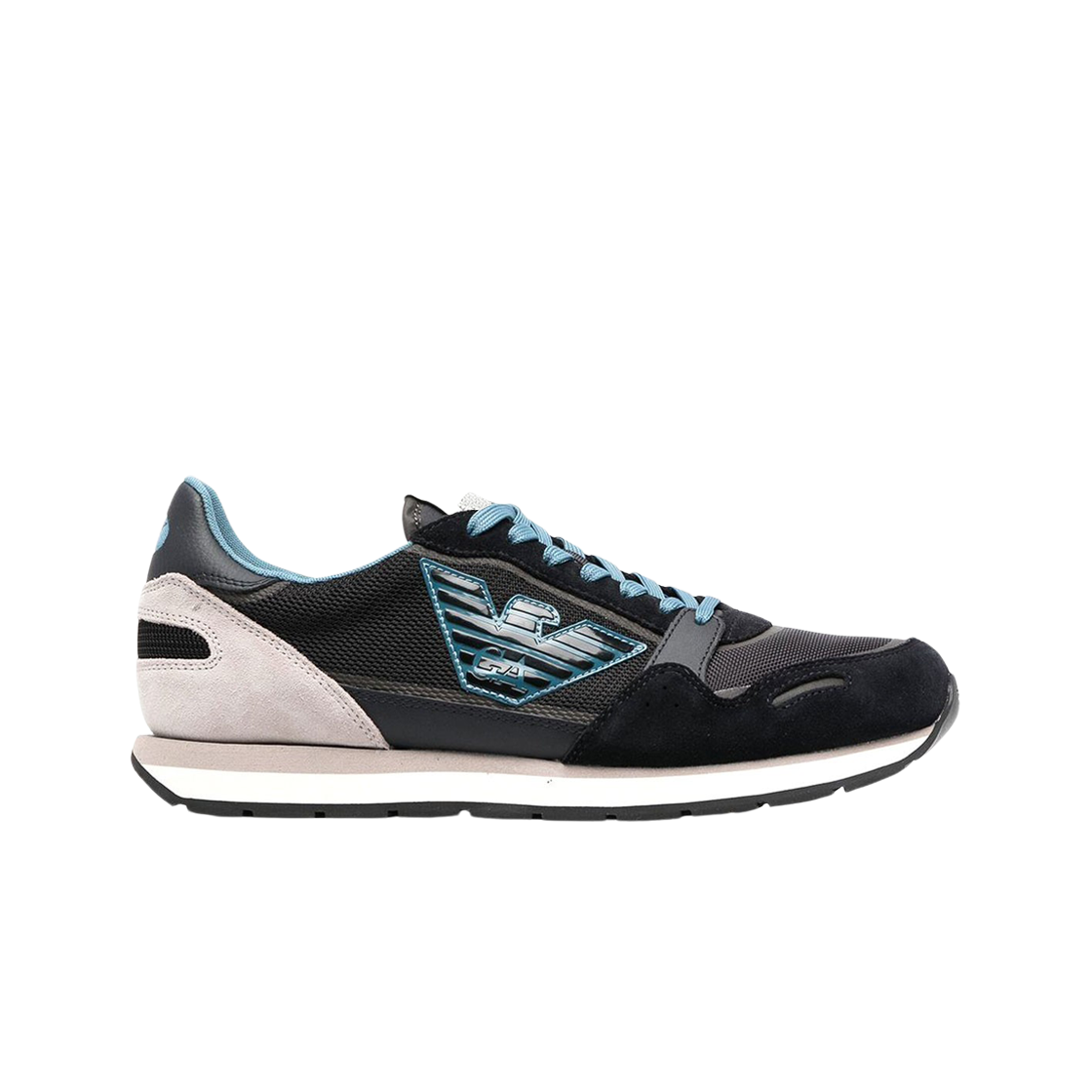 X4X537XN730S432 Emporio Armani Logo Patch Sneakers with Suede Blue Black