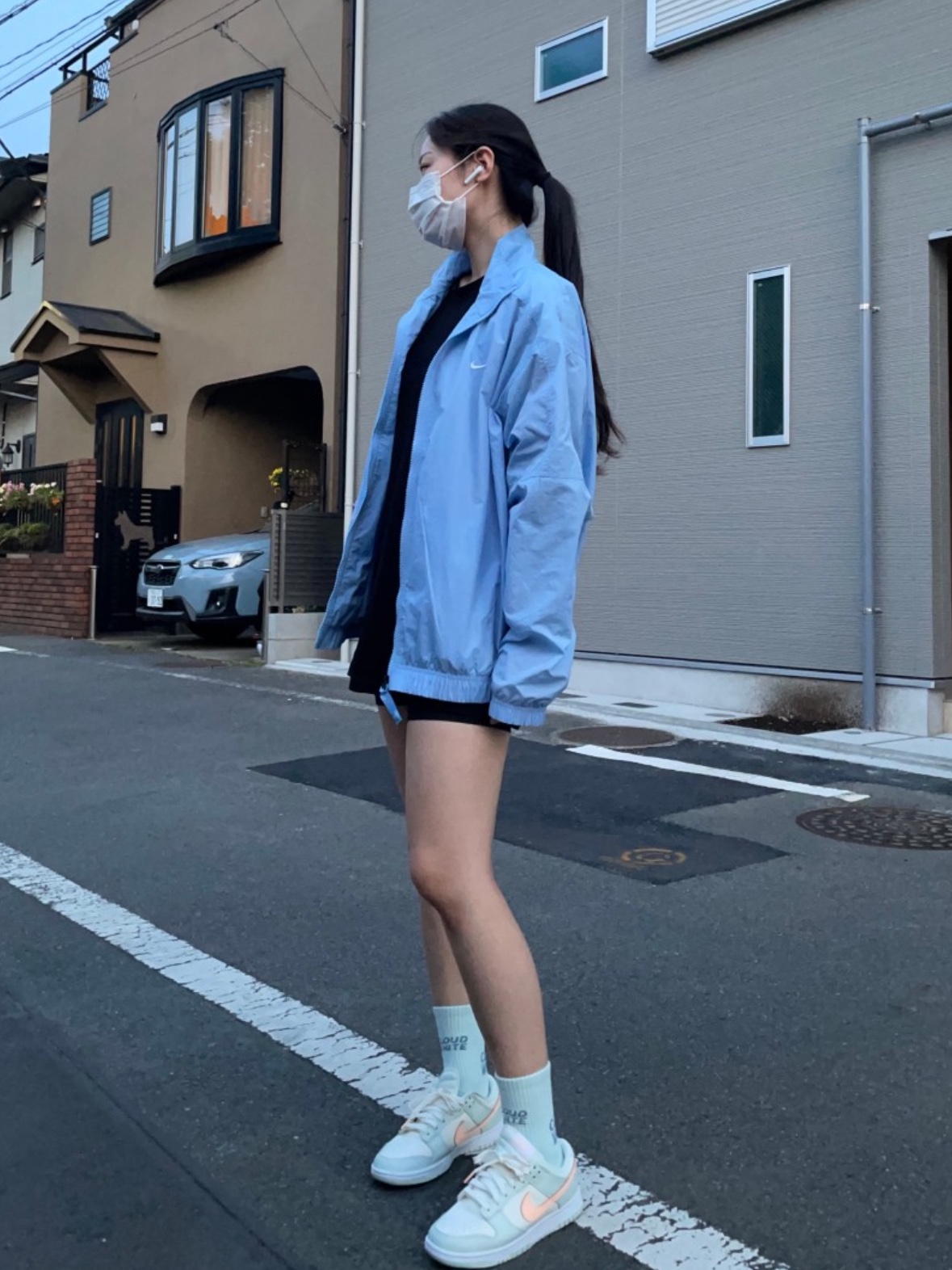 Nike M NRG Track Jacket Psychic Blue 착용 스타일